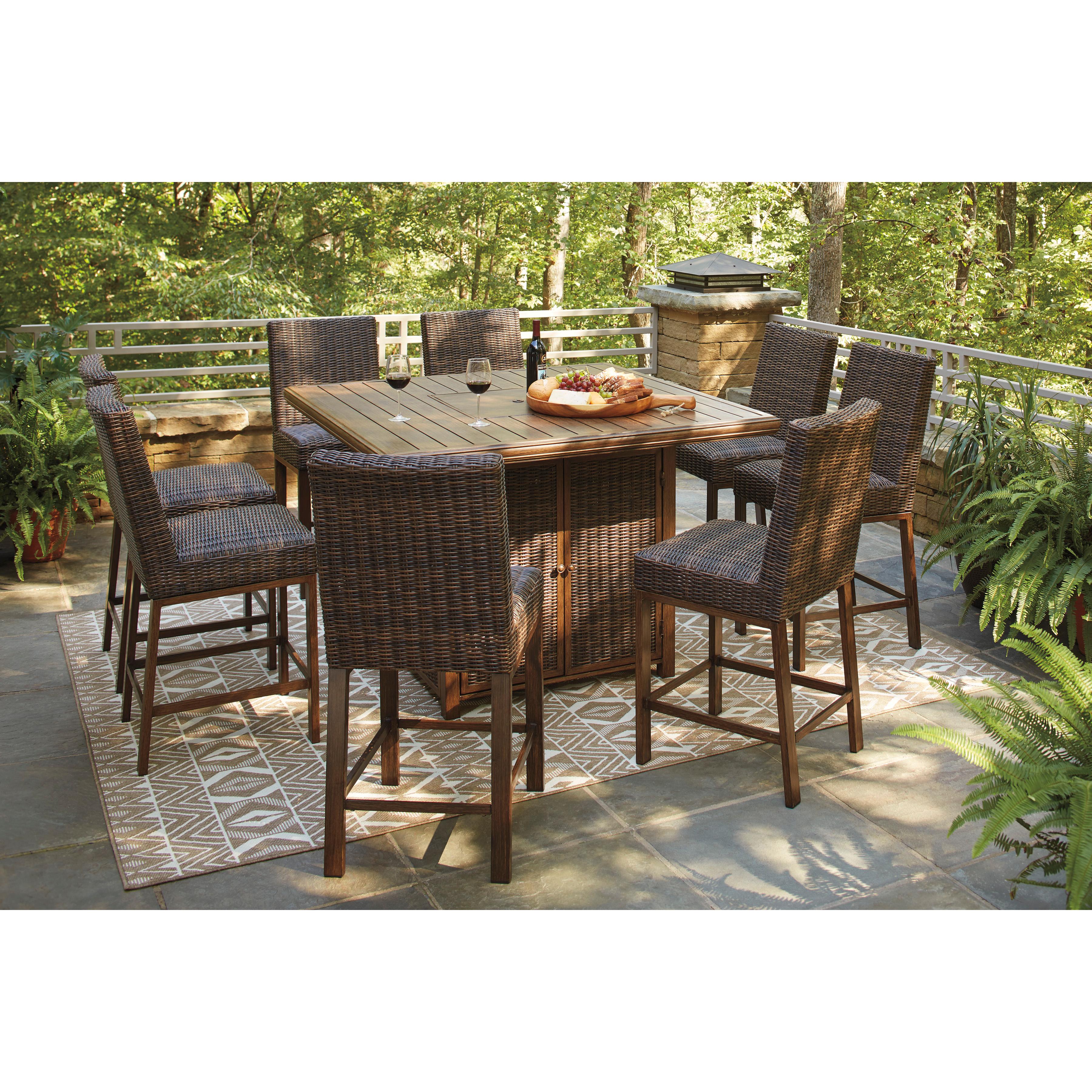 Signature Design by Ashley Paradise Trail P750-665 Square Bar Table with Fire Pit IMAGE 17