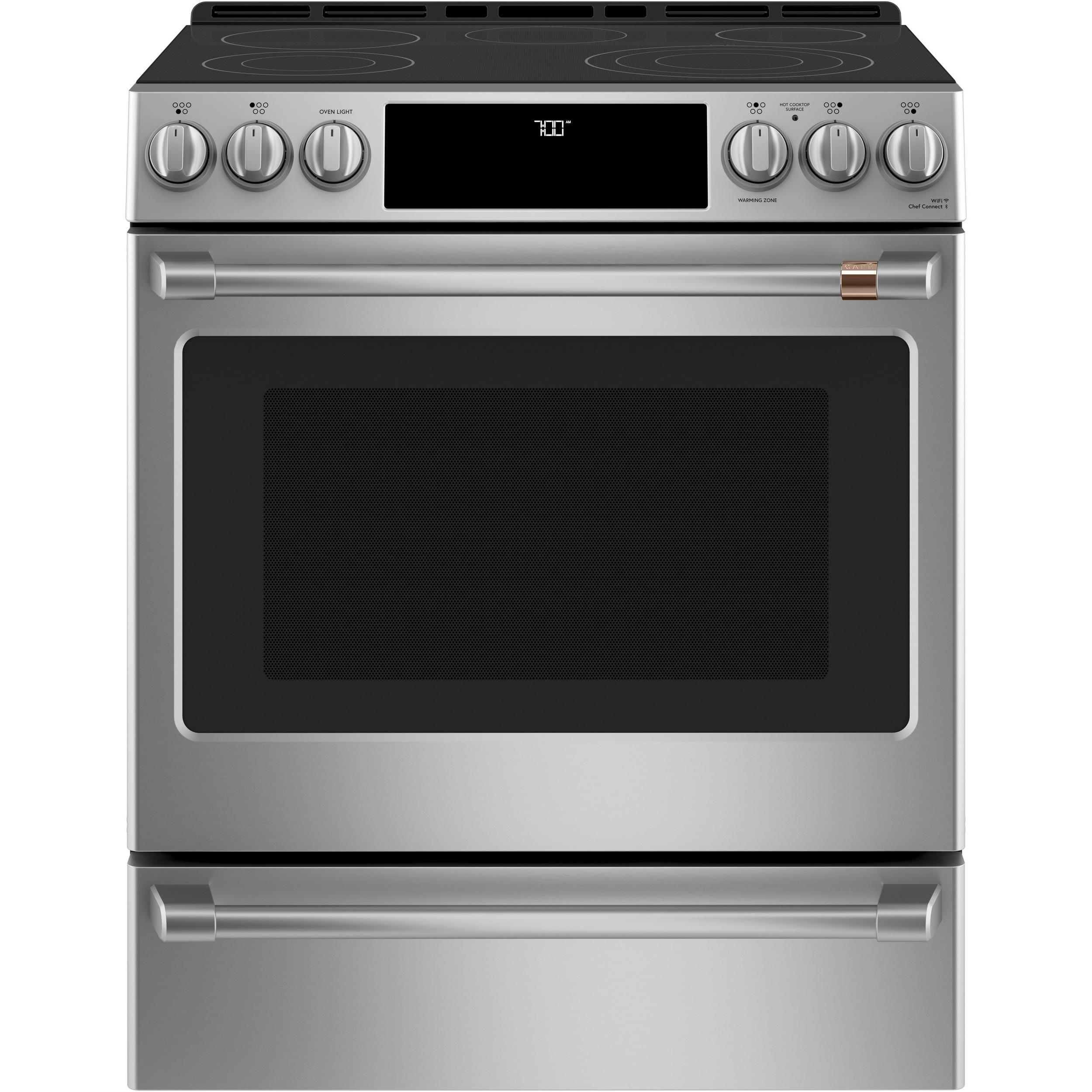  Café 30-inch Slide-in Electric Range with Warming Drawer CCES700P2MS1 IMAGE 1