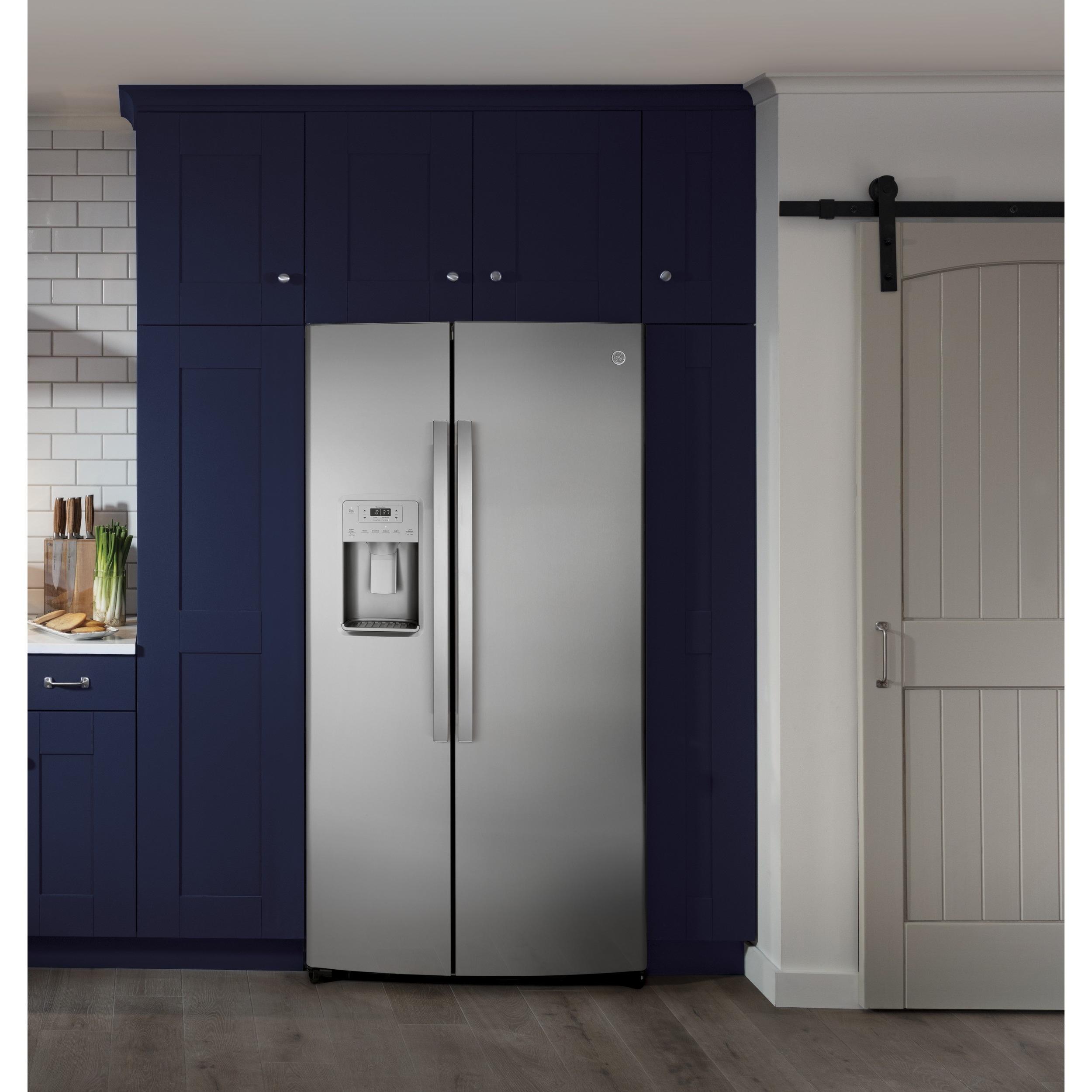  GE 36-inch, 25.1 cu.ft. Freestanding Side-by-Side Refrigerator with Water and Ice Dispensing System GSS25IYNFS IMAGE 7