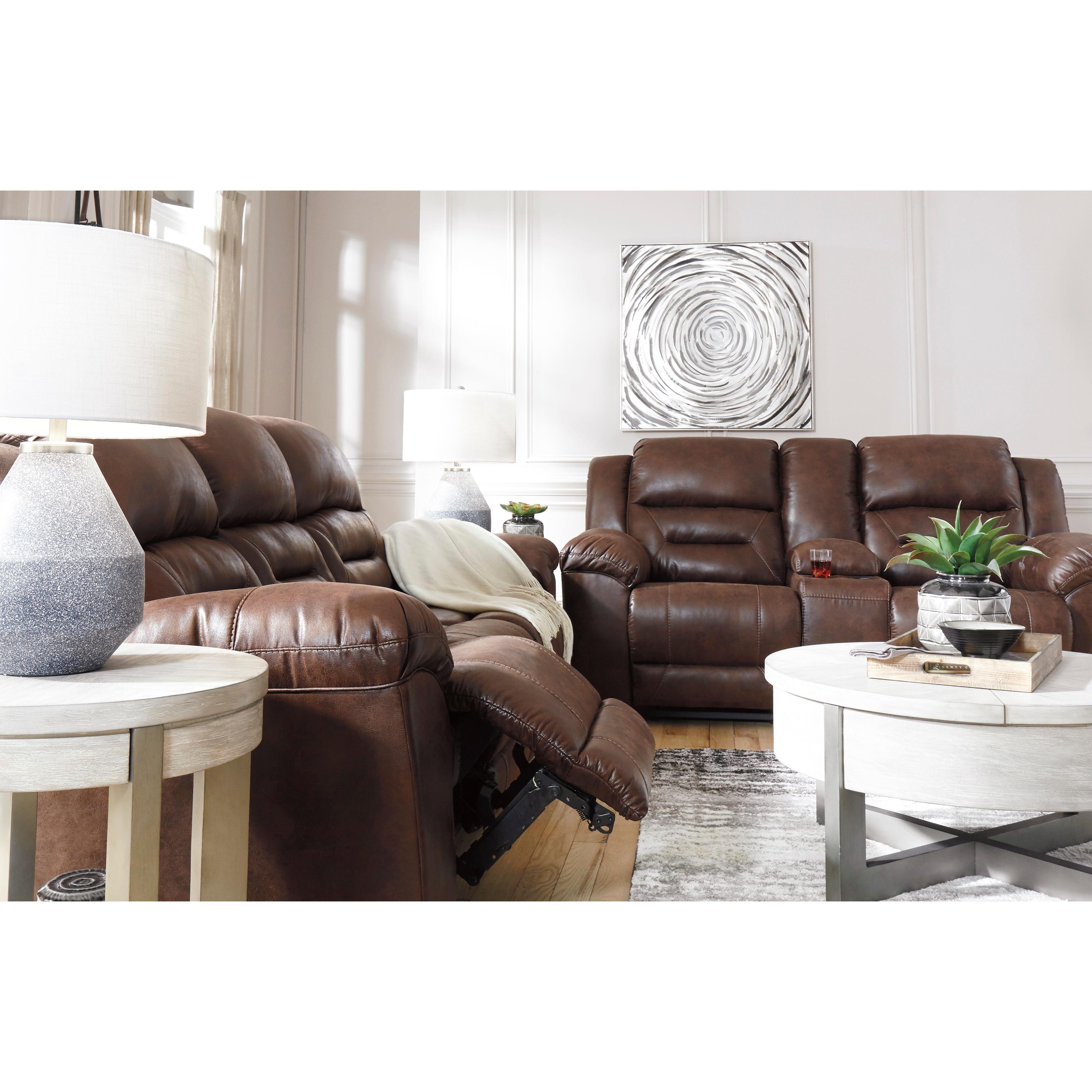  Signature Design by Ashley Stoneland Power Reclining Leather Look Loveseat with Console 3990496 IMAGE 8