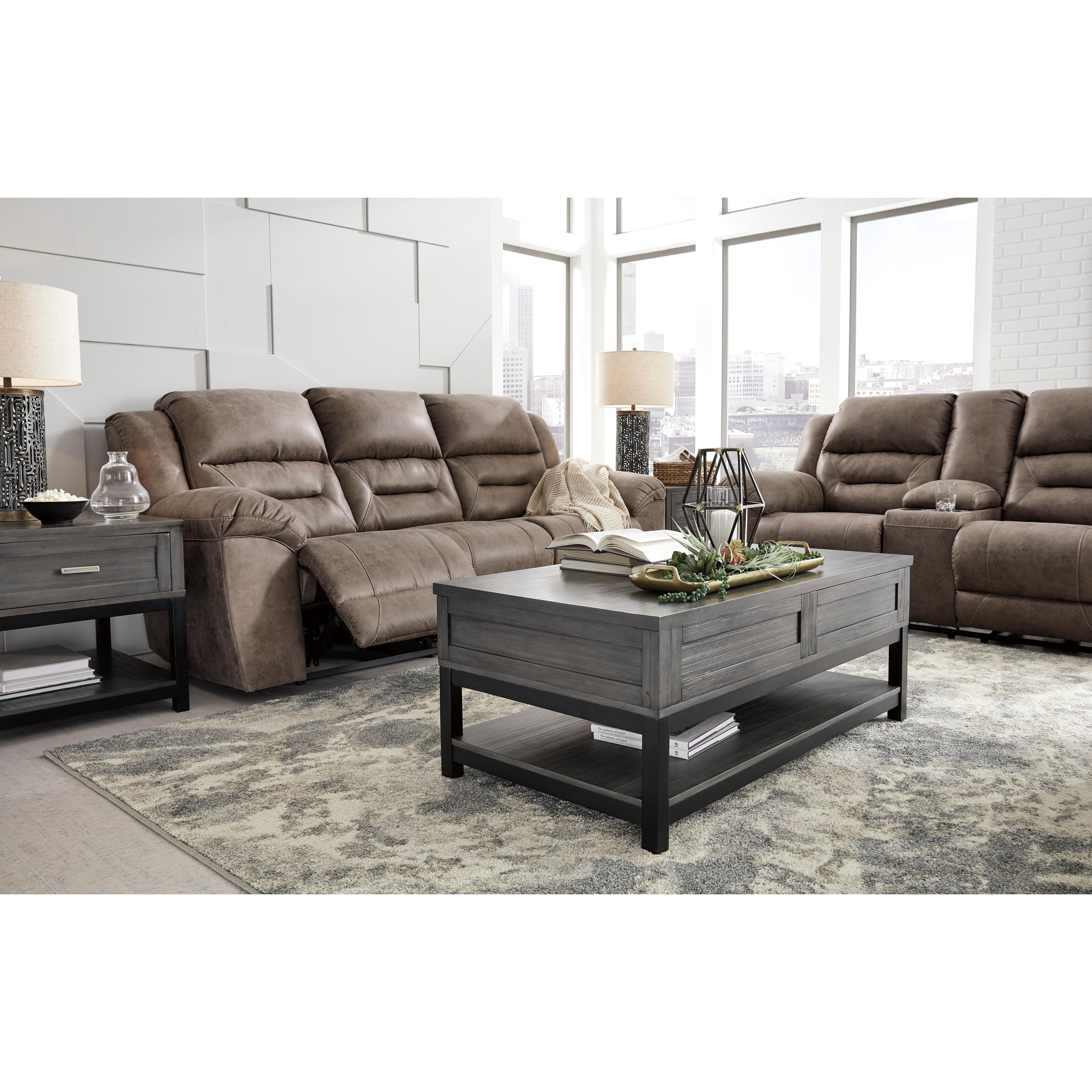  Signature Design by Ashley Stoneland Reclining Leather Look Loveseat with Console 3990594 IMAGE 7