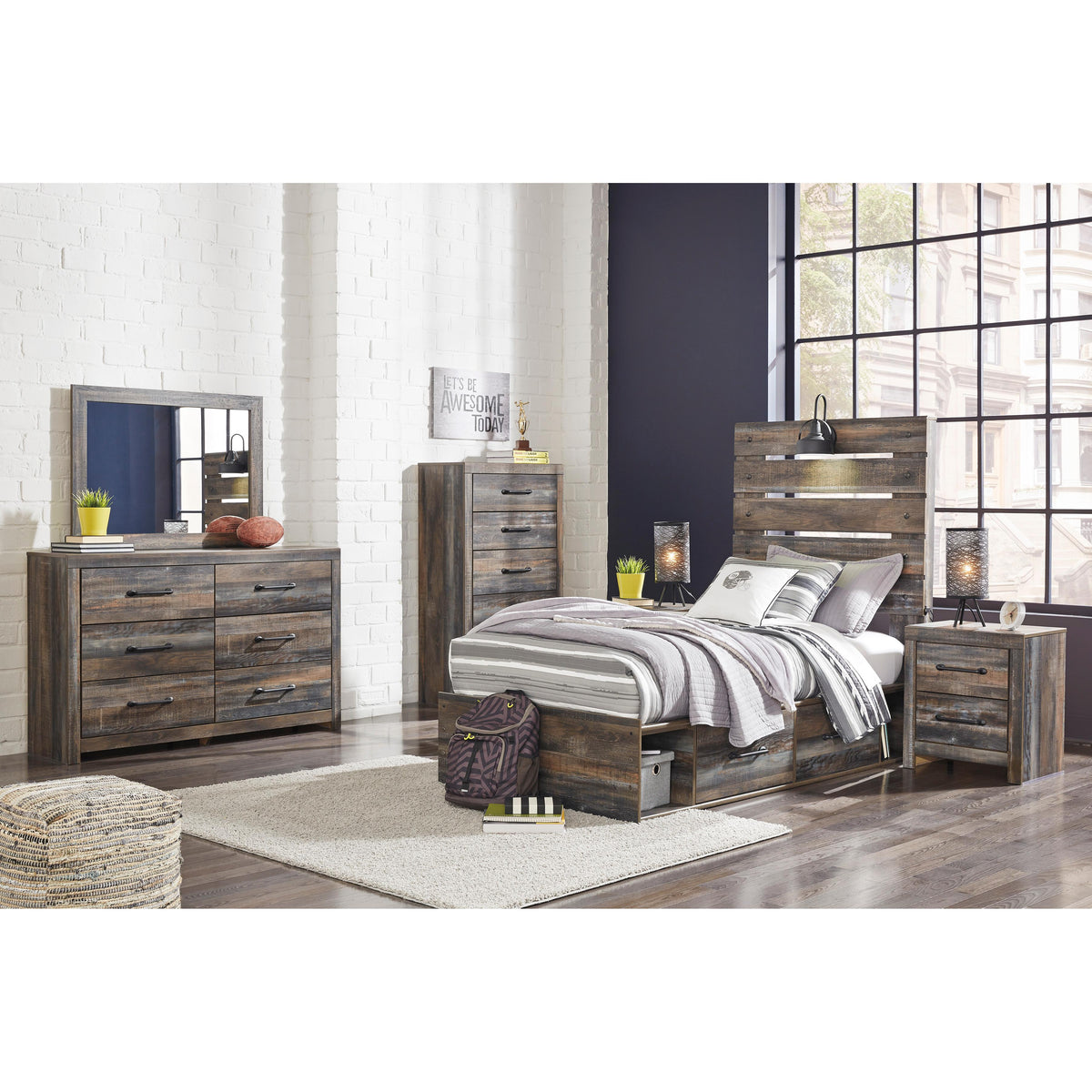  Signature Design by Ashley Drystan B211B11 Twin Panel Bed with 4 Storage Drawers IMAGE 8