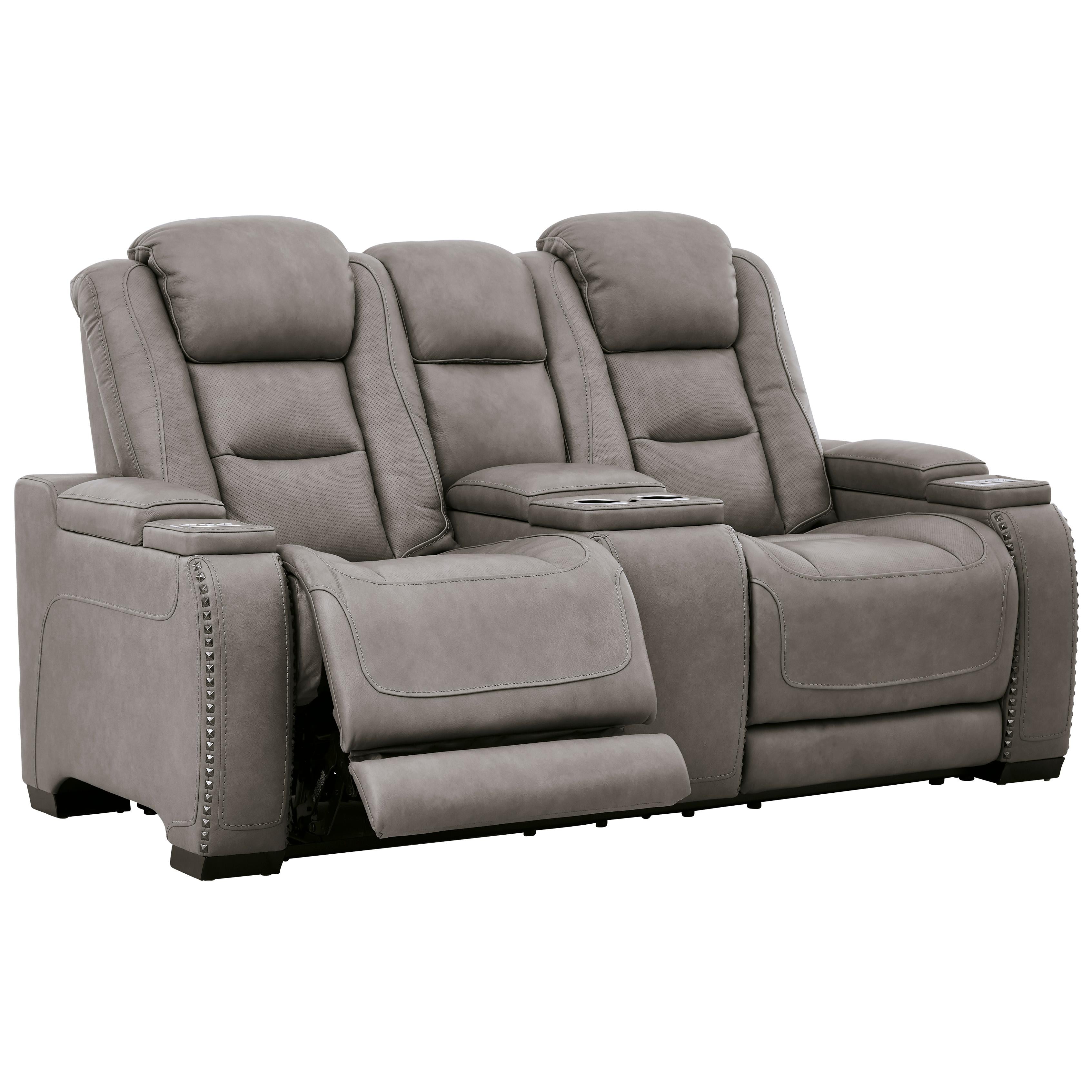  Signature Design by Ashley The Man-Den U8530518 Power Reclining Loveseat with Console and Adjustable Headrest IMAGE 2