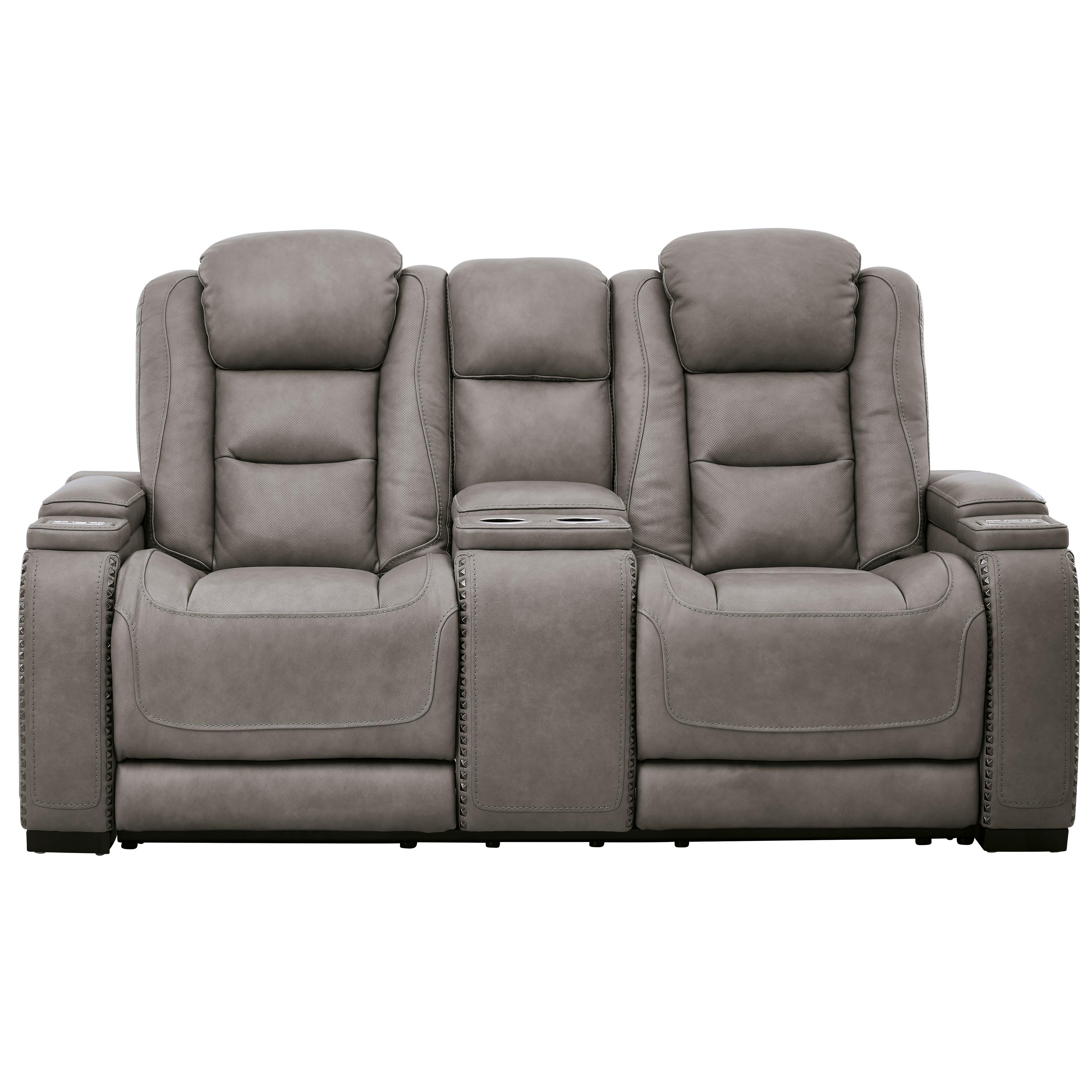  Signature Design by Ashley The Man-Den U8530518 Power Reclining Loveseat with Console and Adjustable Headrest IMAGE 3
