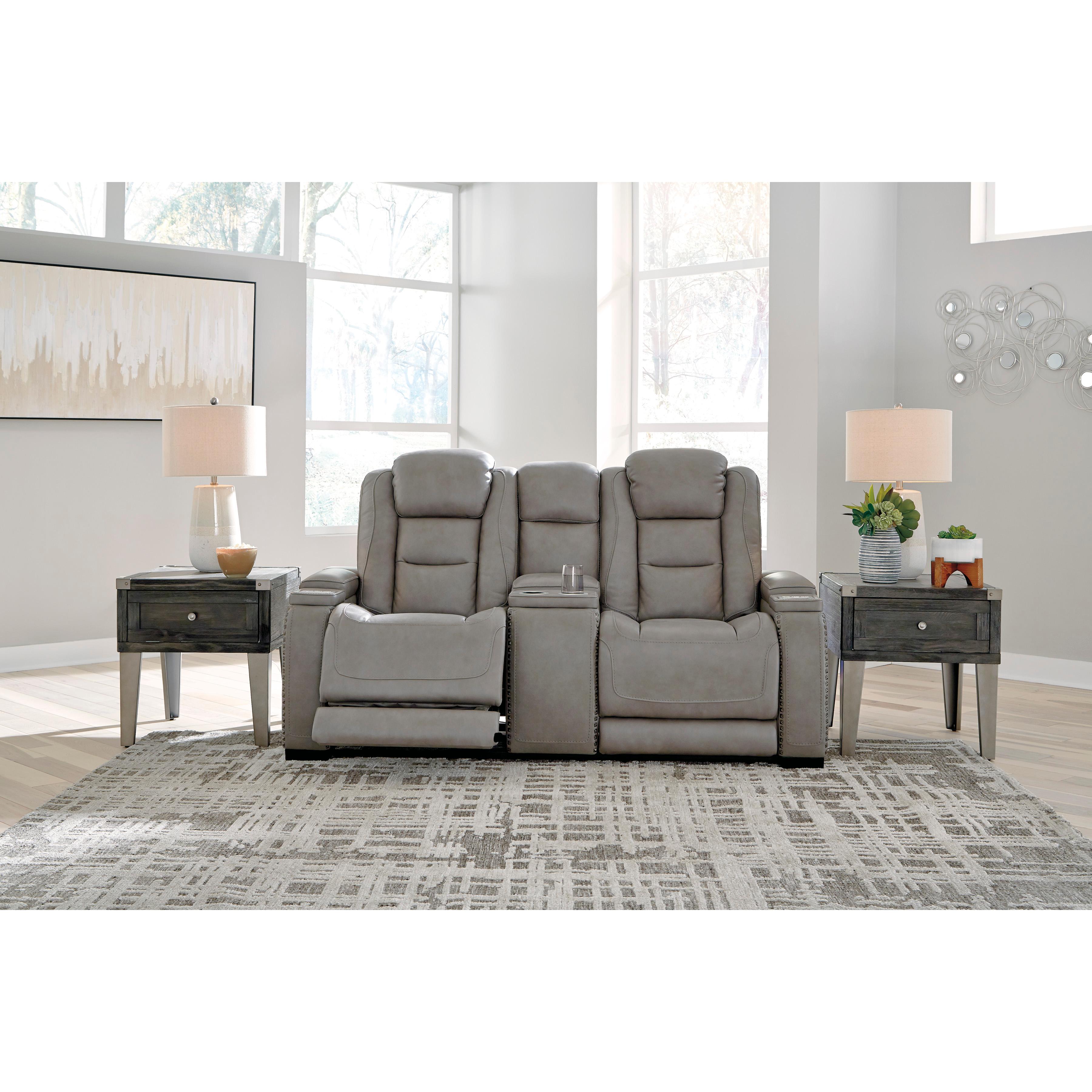  Signature Design by Ashley The Man-Den U8530518 Power Reclining Loveseat with Console and Adjustable Headrest IMAGE 9
