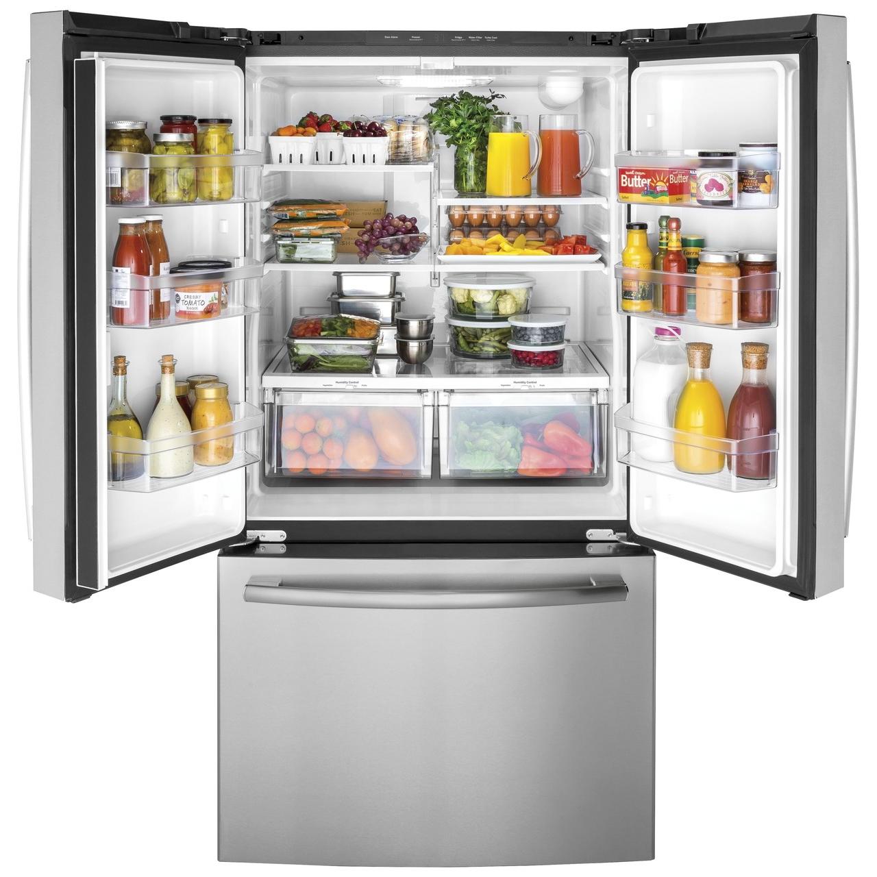  GE 36-inch, 27 cu.ft. Freestanding French 3-Door Refrigerator GNE27EYMFS IMAGE 3