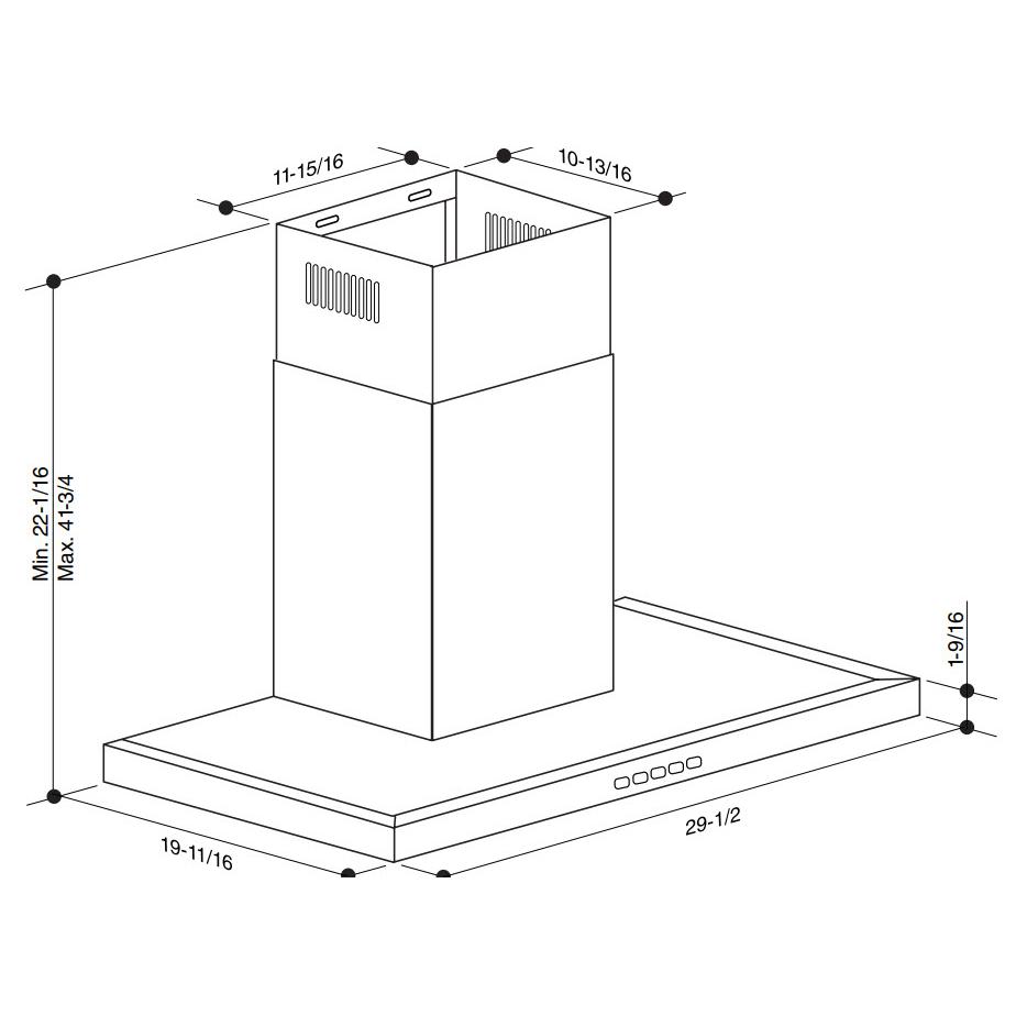  Broan 30-inch Designer Collection BWT1 Series Wall Mount Range Hood BWT1304SSB IMAGE 7