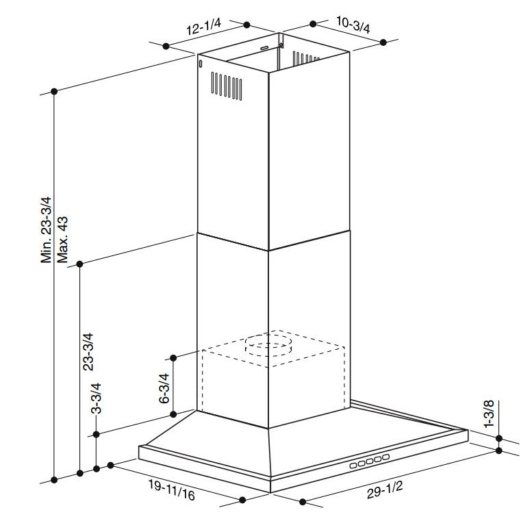  Broan 30-inch Designer Collection BWS1 Series Wall Mount Range Hood BWS1304BLS IMAGE 6