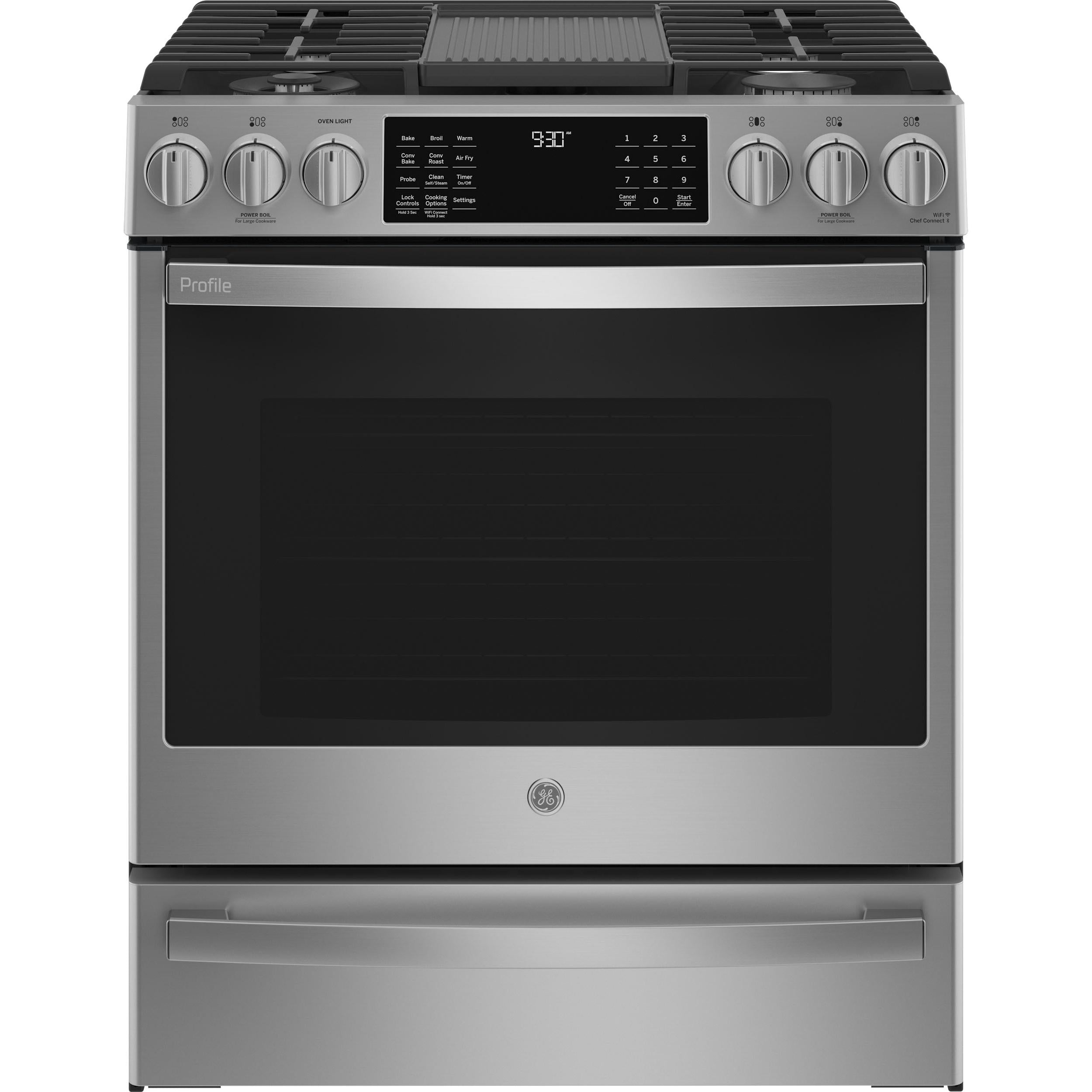  GE Profile 30-inch Slide-In Gas Range with Wi-Fi Connect PCGS930YPFS IMAGE 1