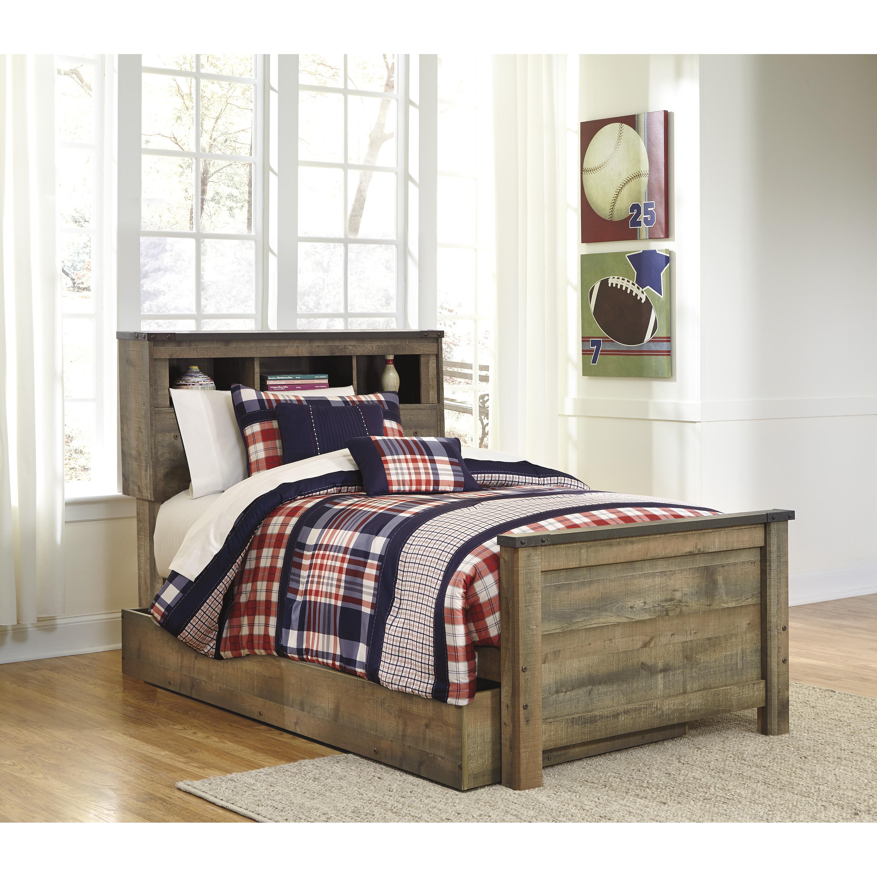  Signature Design by Ashley Trinell B446B22 Twin Bookcase Bed with 1 Large Storage Drawer IMAGE 2