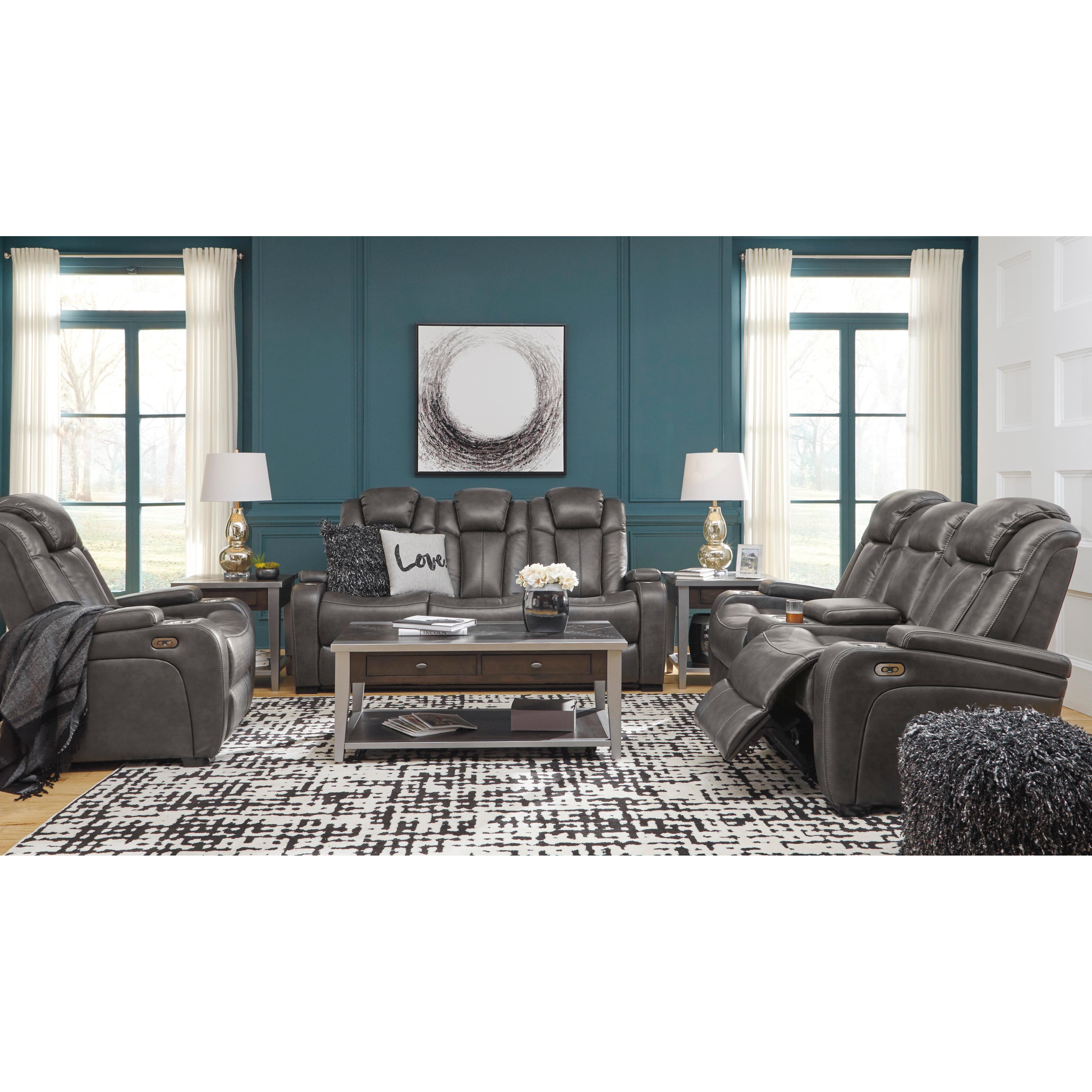 Signature Design by Ashley Turbulance 8500118C Power Reclining Loveseat w/ Console and ADJ Headrest IMAGE 14