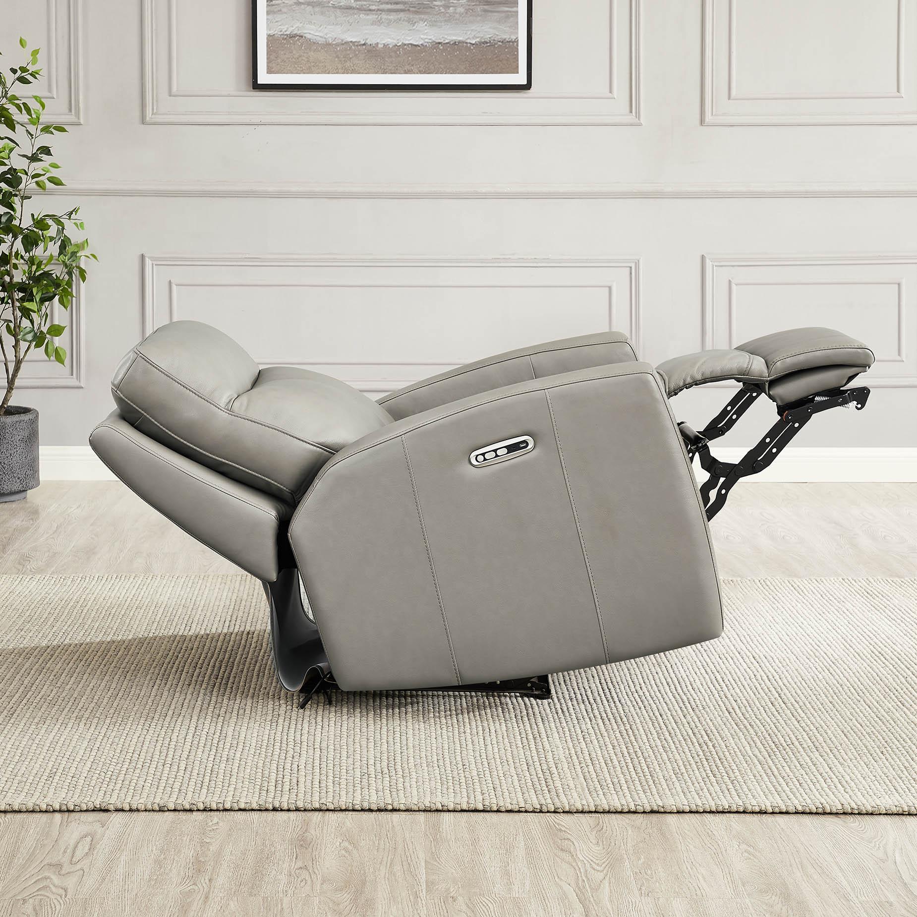  Amax Leather Modena 6806-10P2Z-2376 Power Recliner - Bravo Concrete IMAGE 3