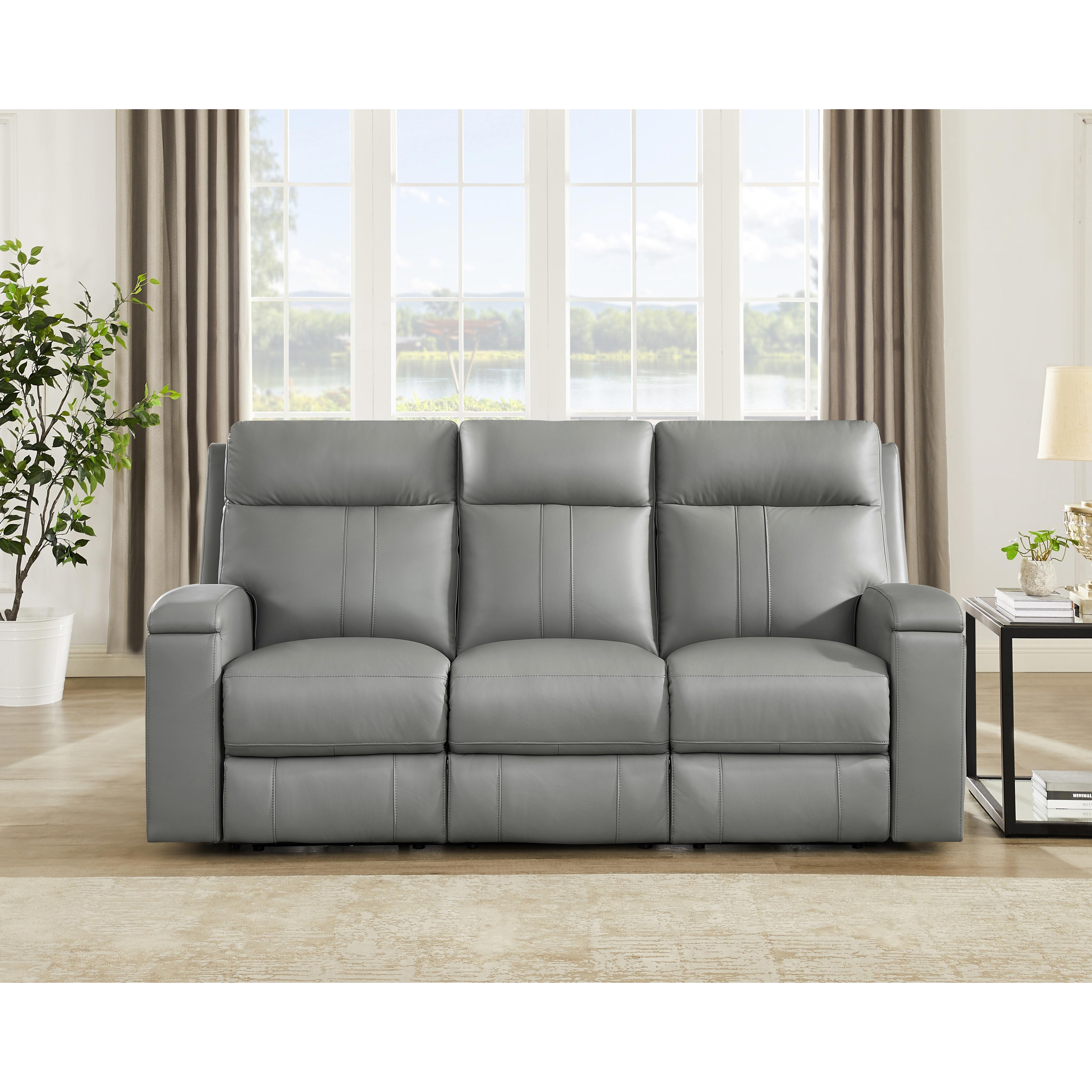  Amax Leather Sullivan 7076W Power Reclining Zero Grav. Sofa - Silver Gray IMAGE 2