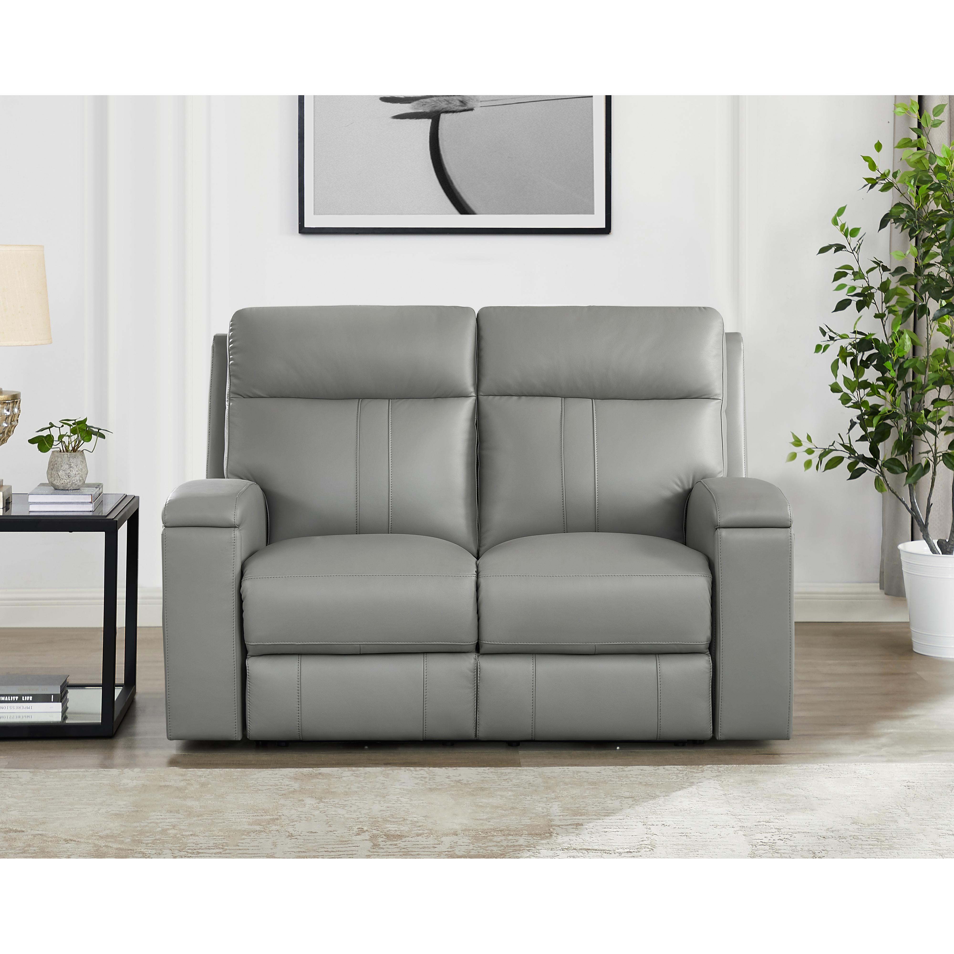  Amax Leather Sullivan 7076W-20P2Z-2517 Power Reclining Zero Grav. Loveseat - Silver Gray IMAGE 2