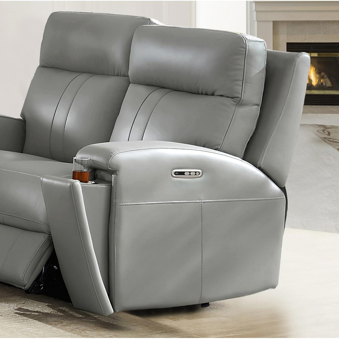  Amax Leather Sullivan 7076W-20P2Z-2517 Power Reclining Zero Grav. Loveseat - Silver Gray IMAGE 3