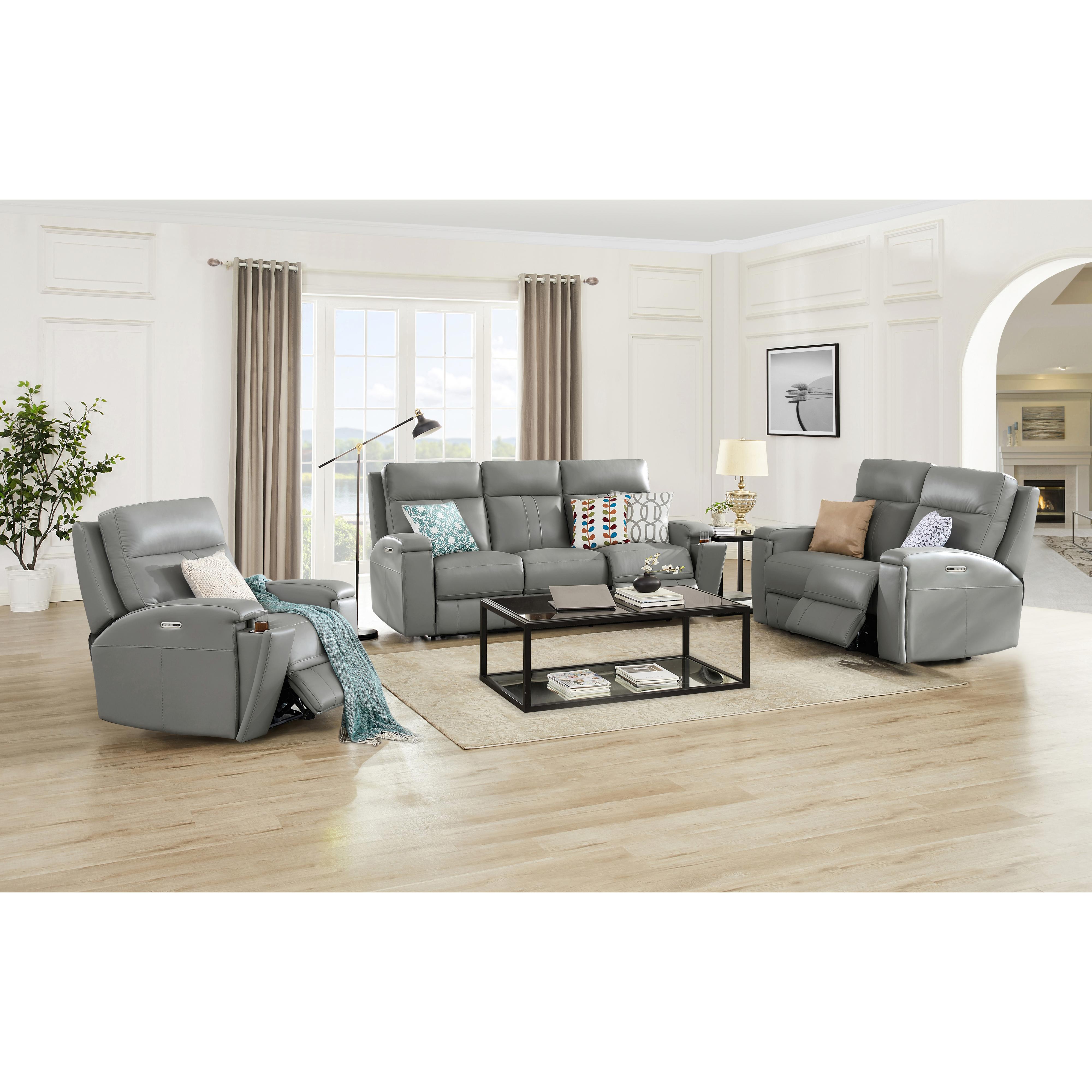  Amax Leather Sullivan 7076W-20P2Z-2517 Power Reclining Zero Grav. Loveseat - Silver Gray IMAGE 5