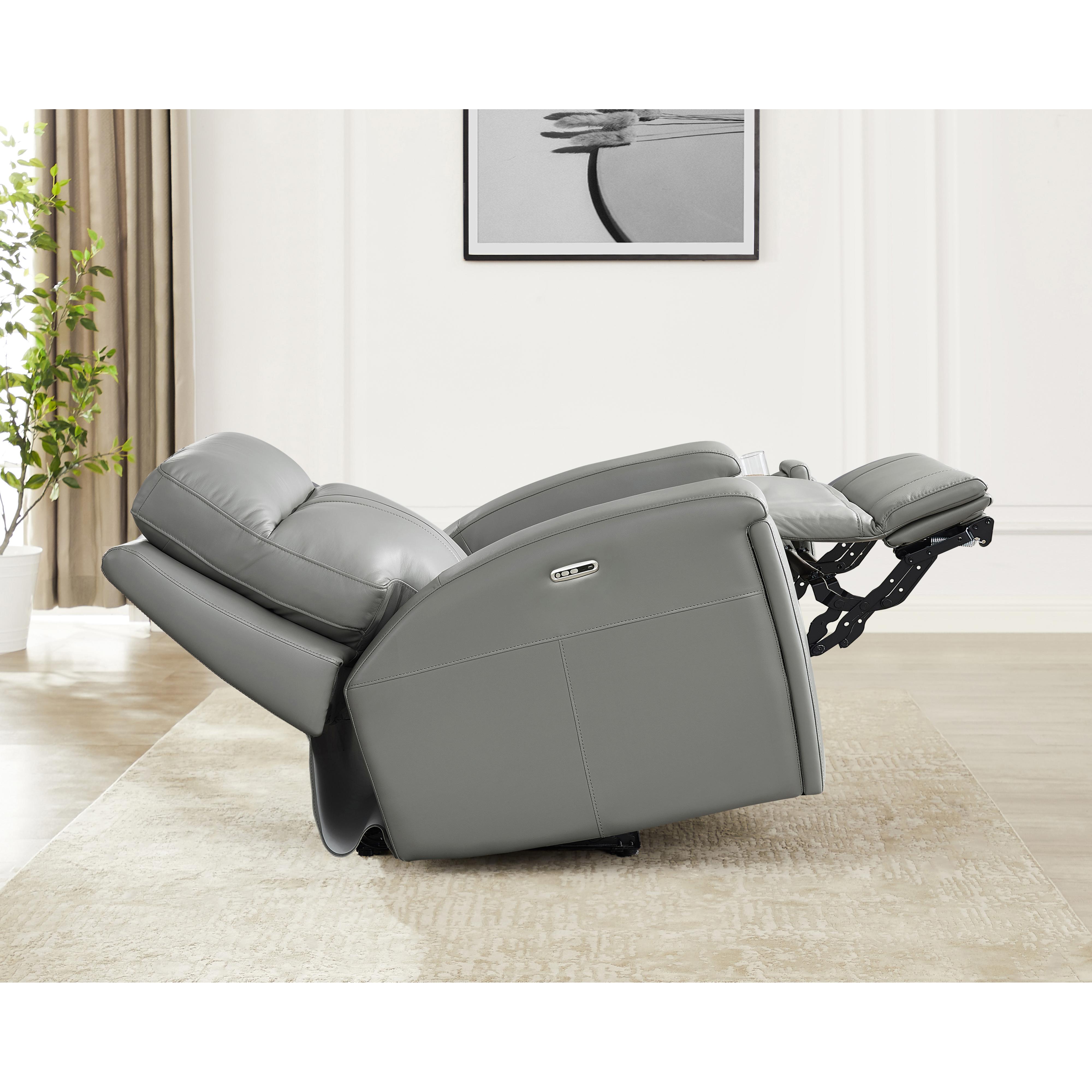  Amax Leather Sullivan 7076W-10P2Z-2517 Power Zero Grav. Recliner - Silver Gray IMAGE 3