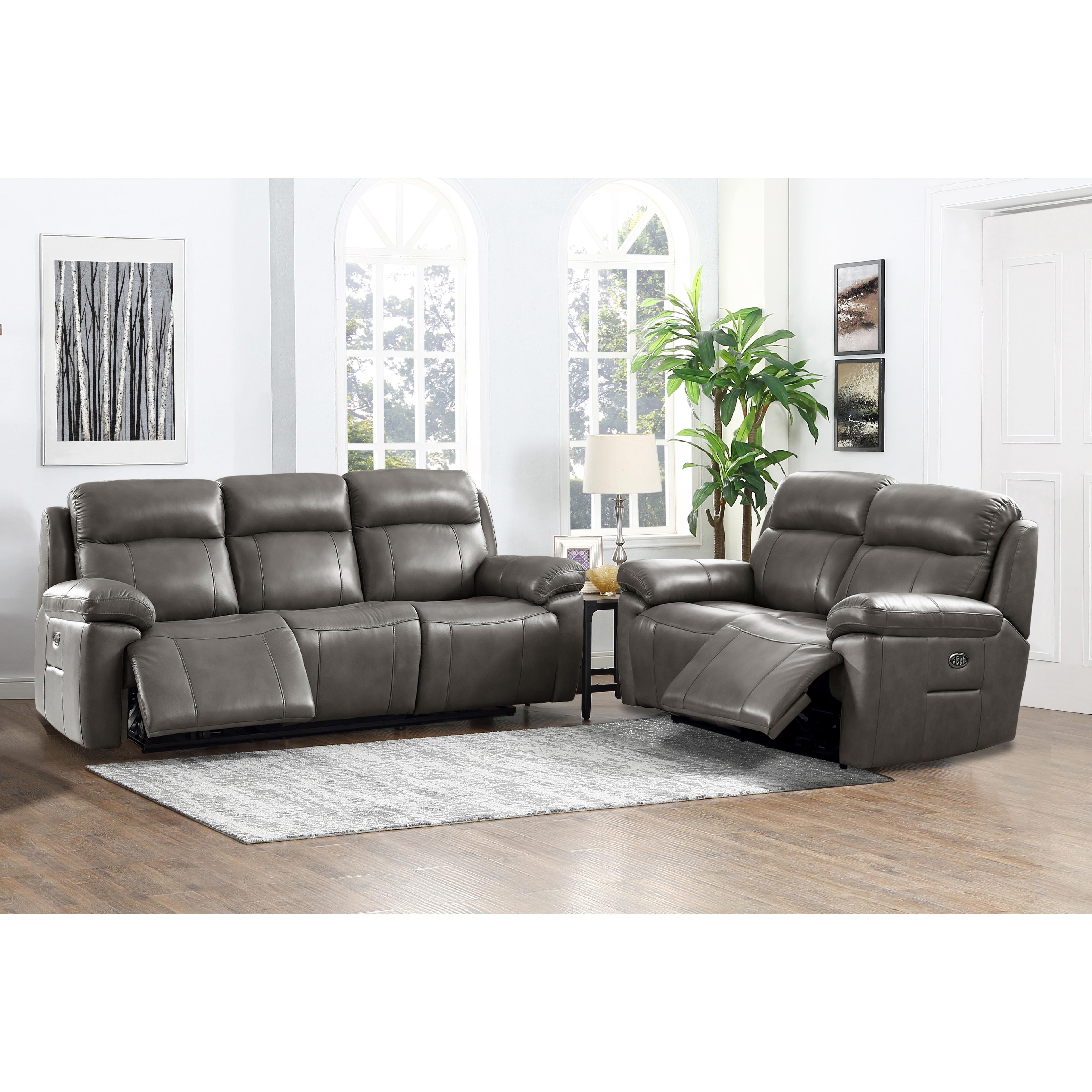  Amax Leather Sydney 6565-20P3Z-2131A Power Reclining Zero Grav. Loveseat - Chatham Grey IMAGE 4