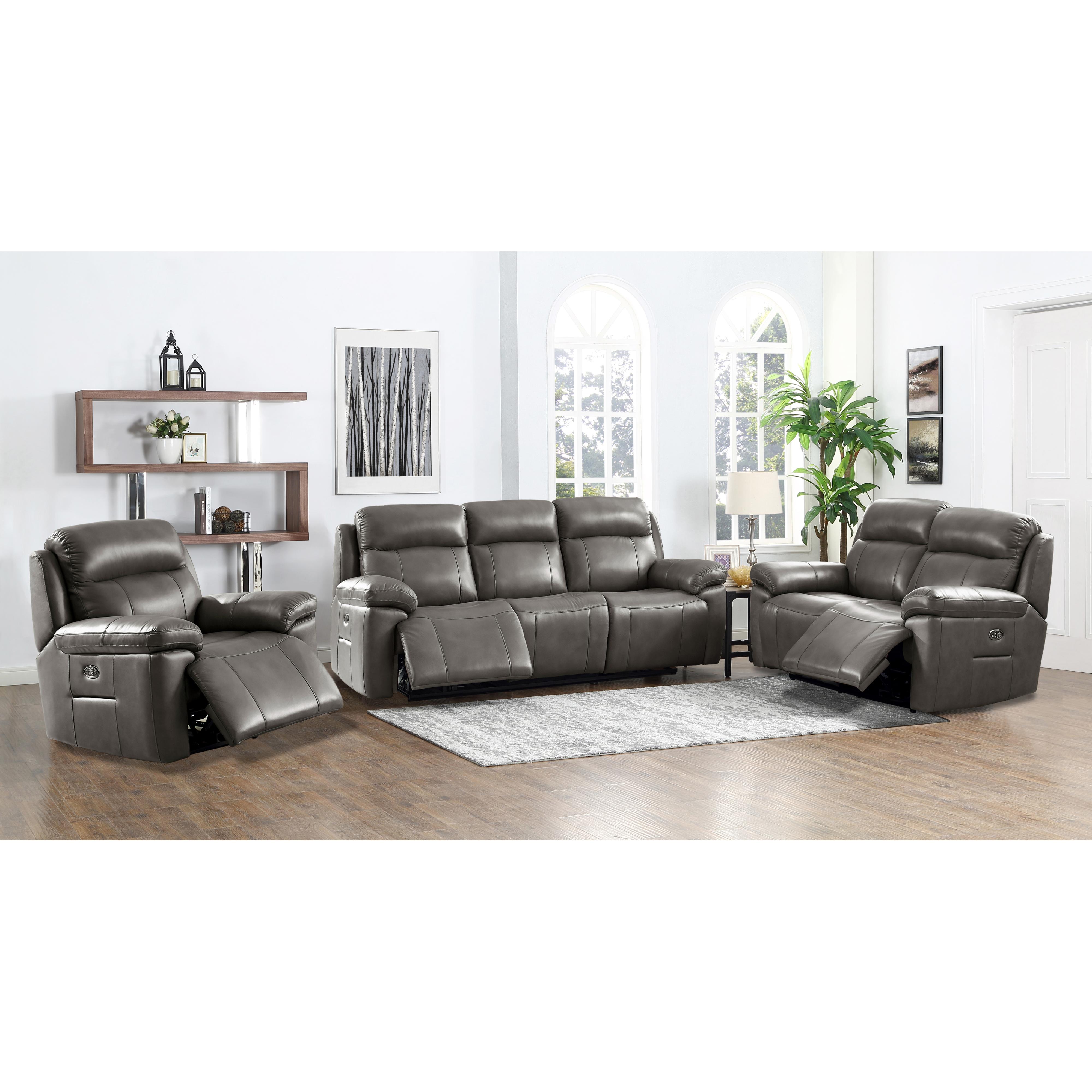  Amax Leather Sydney 6565-20P3Z-2131A Power Reclining Zero Grav. Loveseat - Chatham Grey IMAGE 5