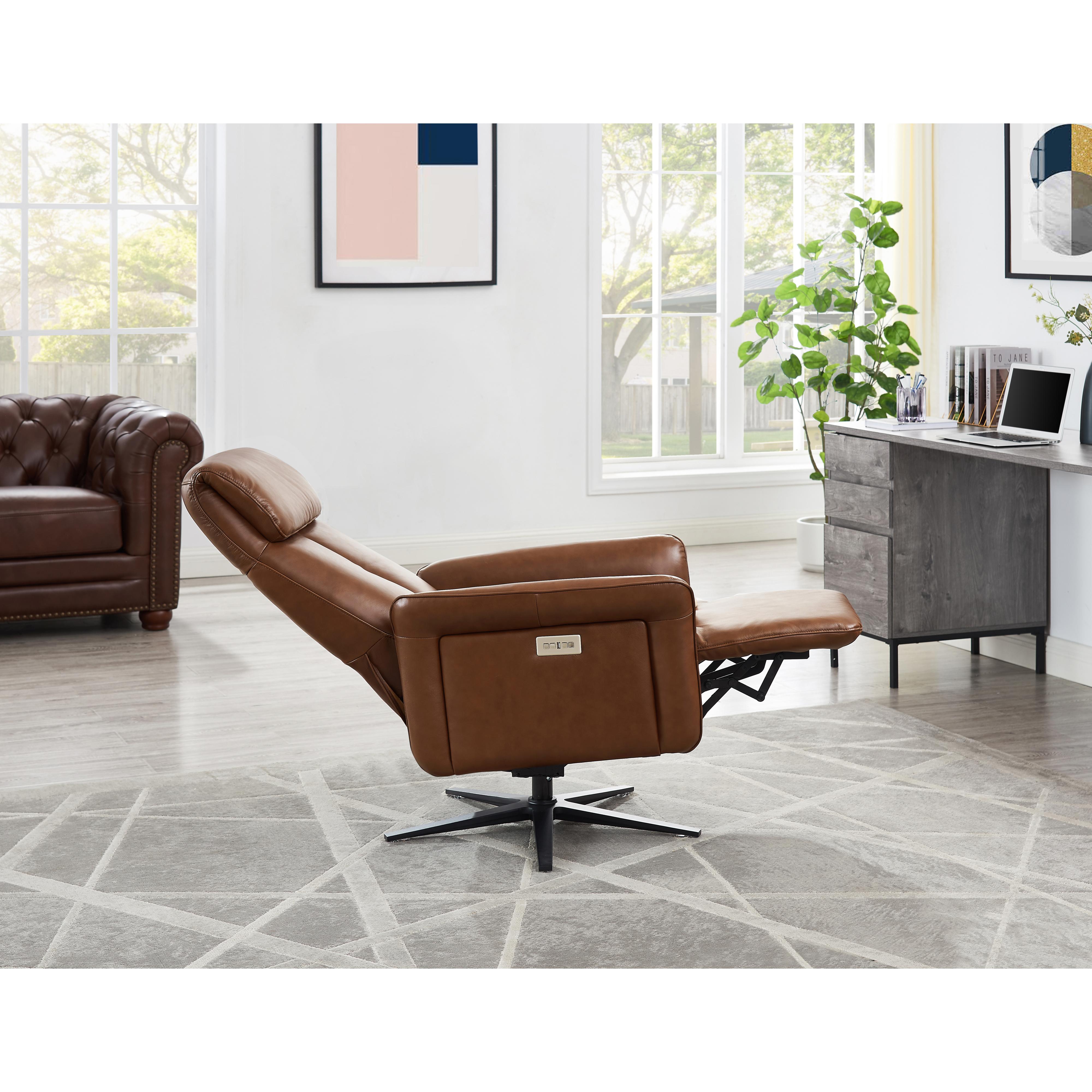  Amax Leather Tulip 8001S-10PSB-1566A Power Swivel Recliner with Battery Pack - Tobacco IMAGE 10