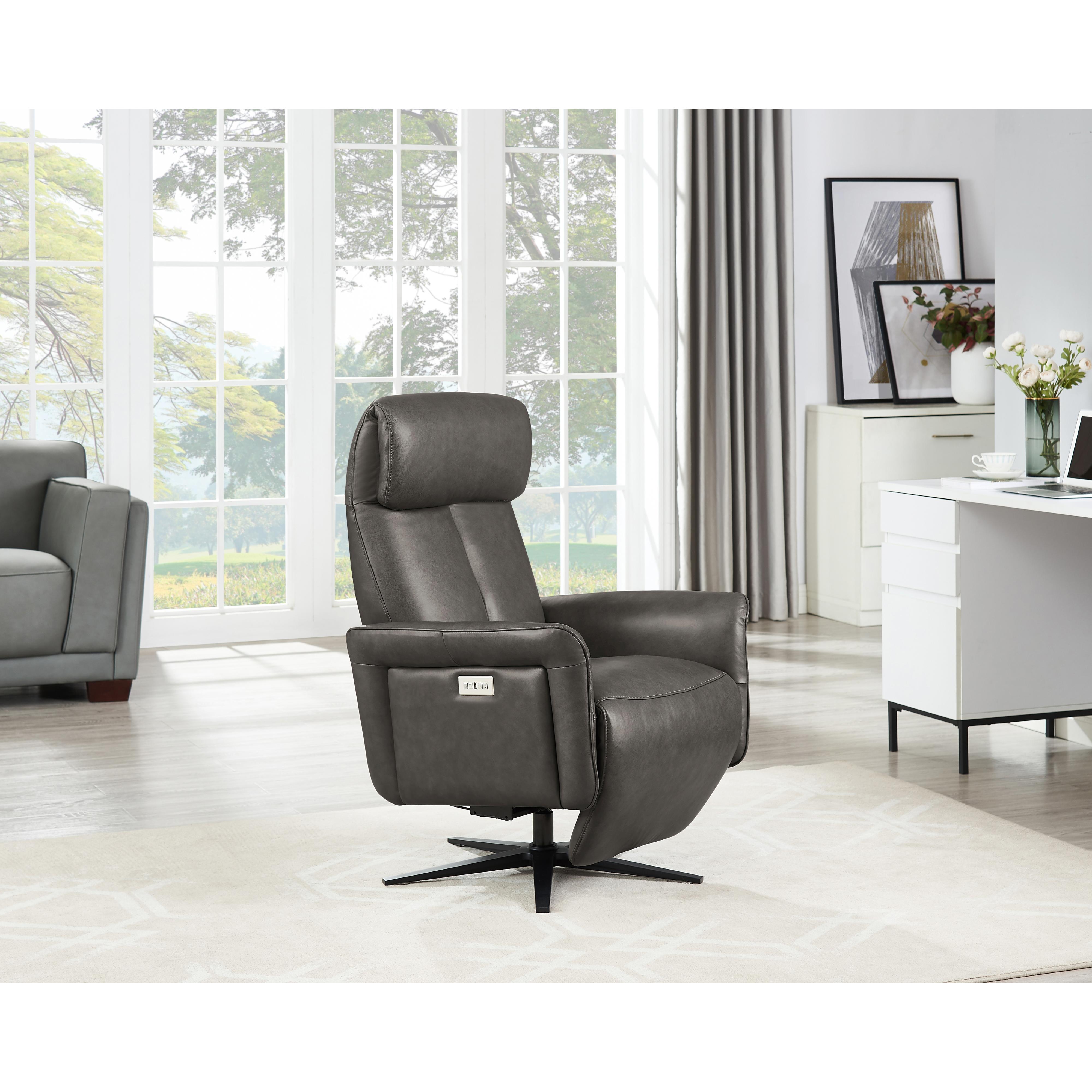  Amax Leather Tulip 8001S-10PSB-5258 Power Swivel Recliner with Battery Pack - Ash IMAGE 5