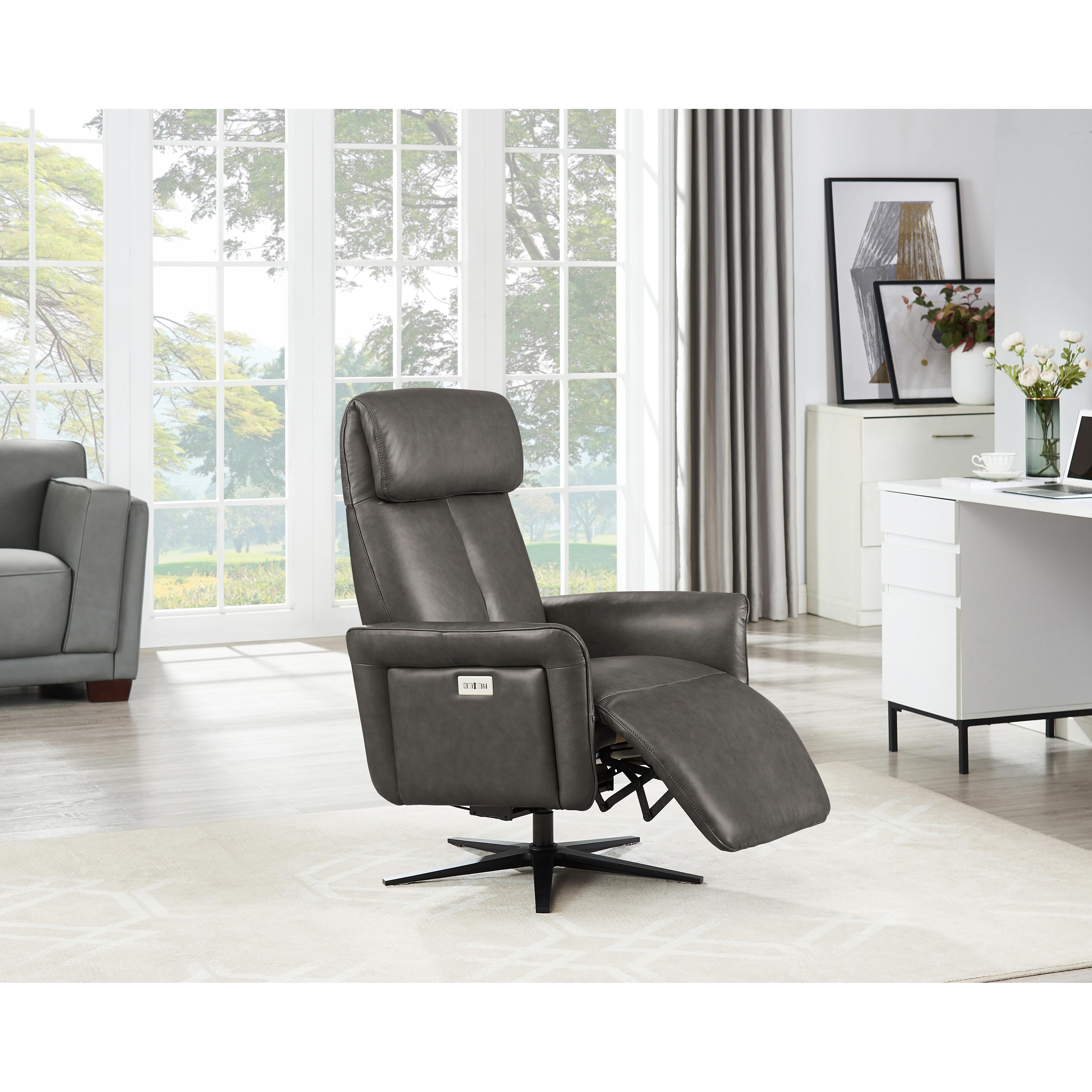  Amax Leather Tulip 8001S-10PSB-5258 Power Swivel Recliner with Battery Pack - Ash IMAGE 6
