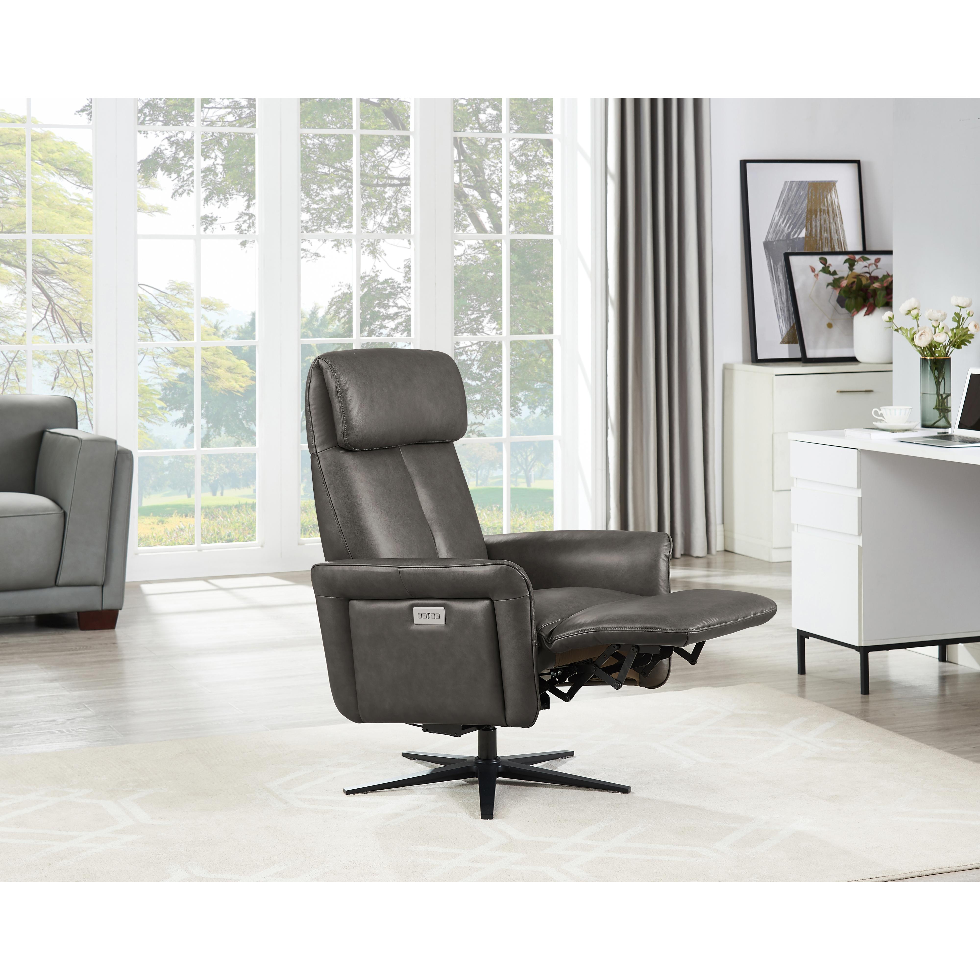  Amax Leather Tulip 8001S-10PSB-5258 Power Swivel Recliner with Battery Pack - Ash IMAGE 7