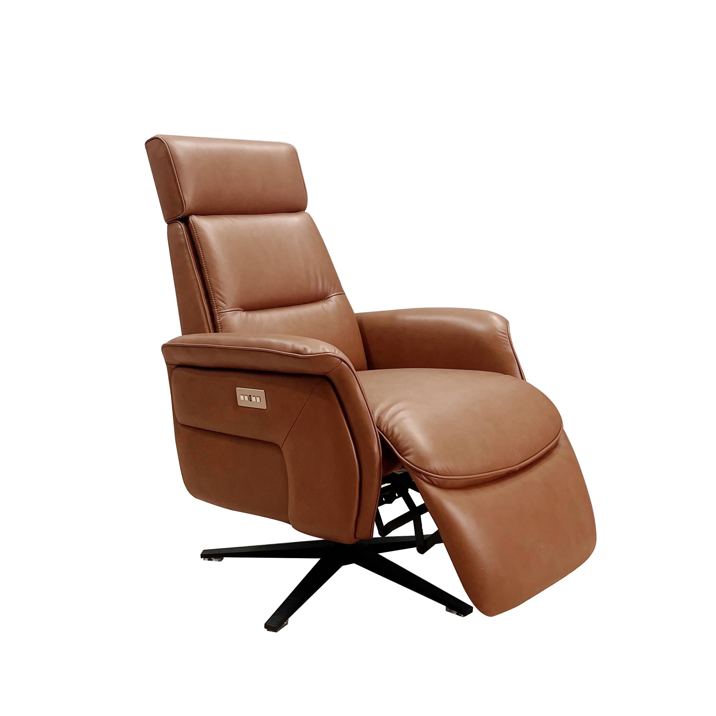  Amax Leather Julius 8002S-10PSB-2362A Power Swivel Recliner with Battery Pack - Nutmeg IMAGE 3