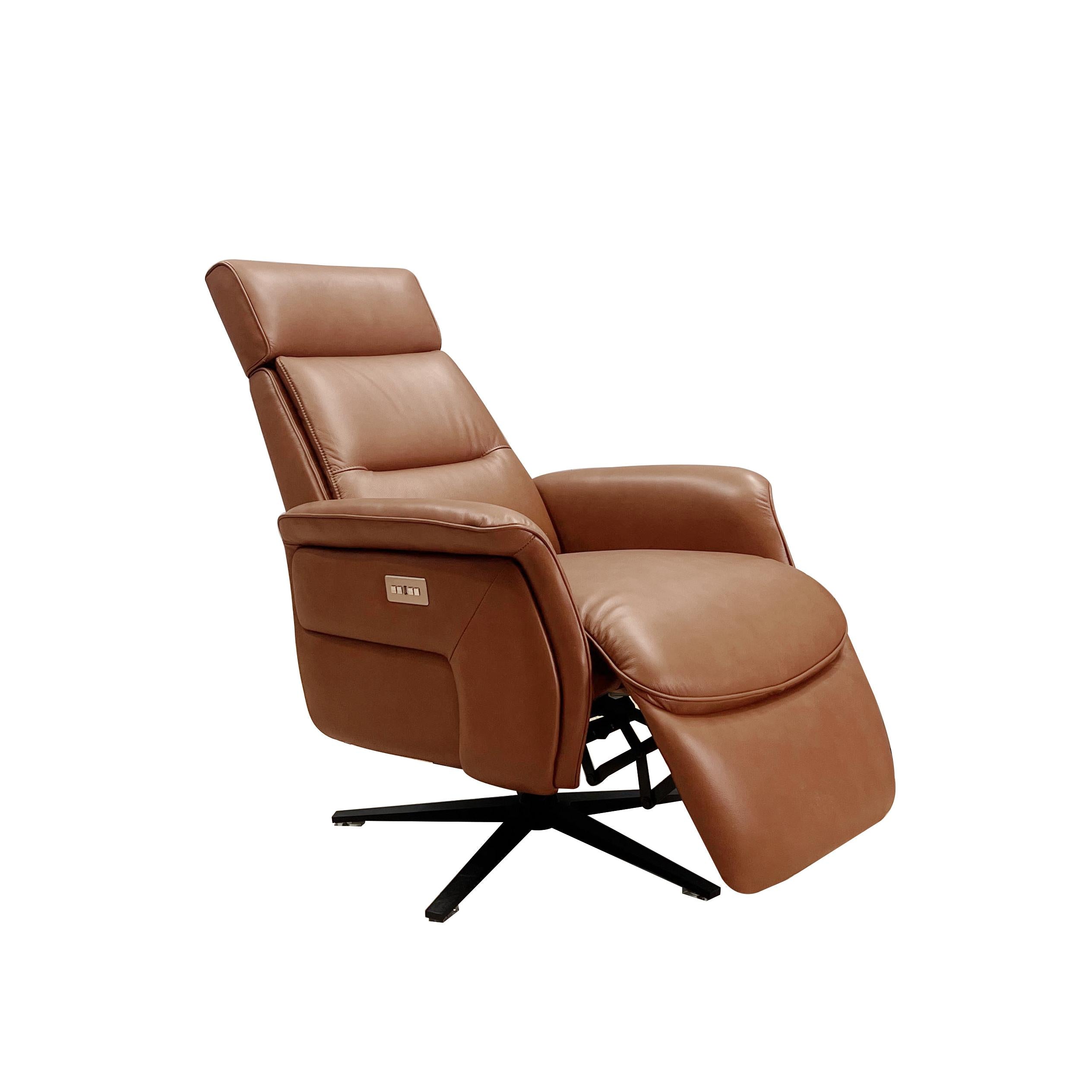  Amax Leather Julius 8002S-10PSB-2362A Power Swivel Recliner with Battery Pack - Nutmeg IMAGE 5