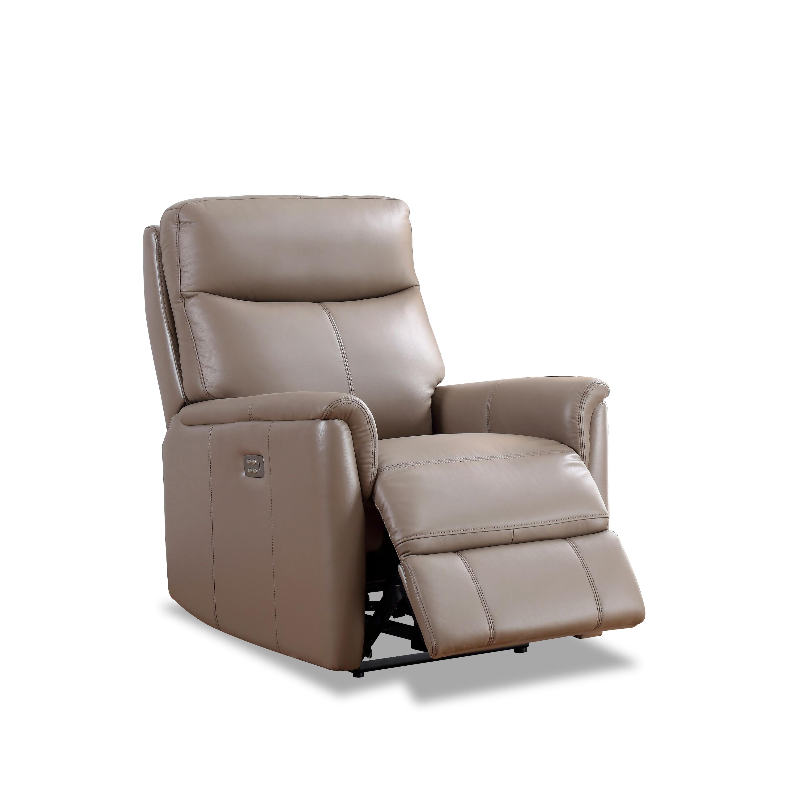  Amax Leather Columbia 6915W-10P2-2518 Wide Power Recliner with Headrest - Taupe IMAGE 1