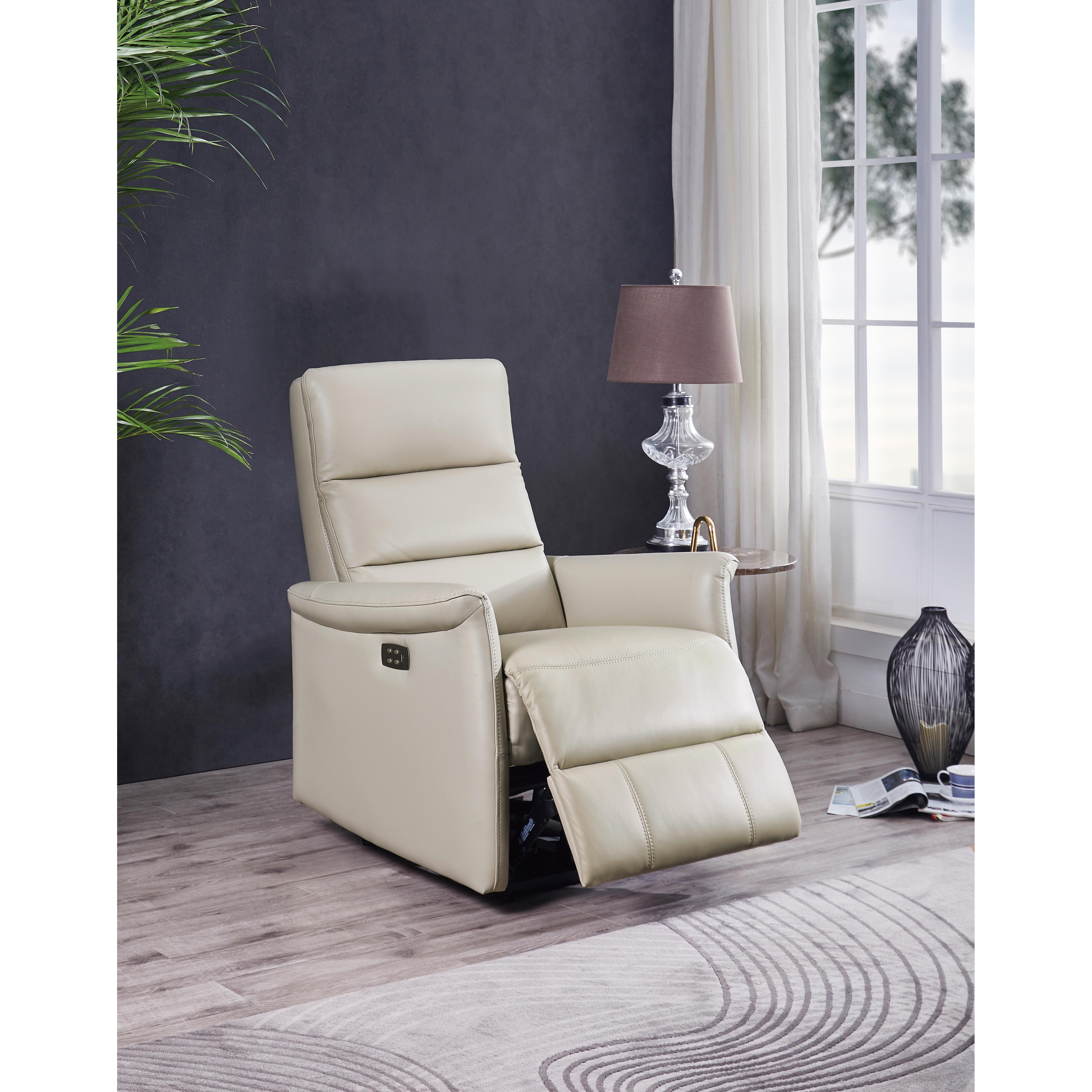  Amax Leather Dante 6610W-10P2-2519 Power Recliner with Headrest - Vanilla IMAGE 4