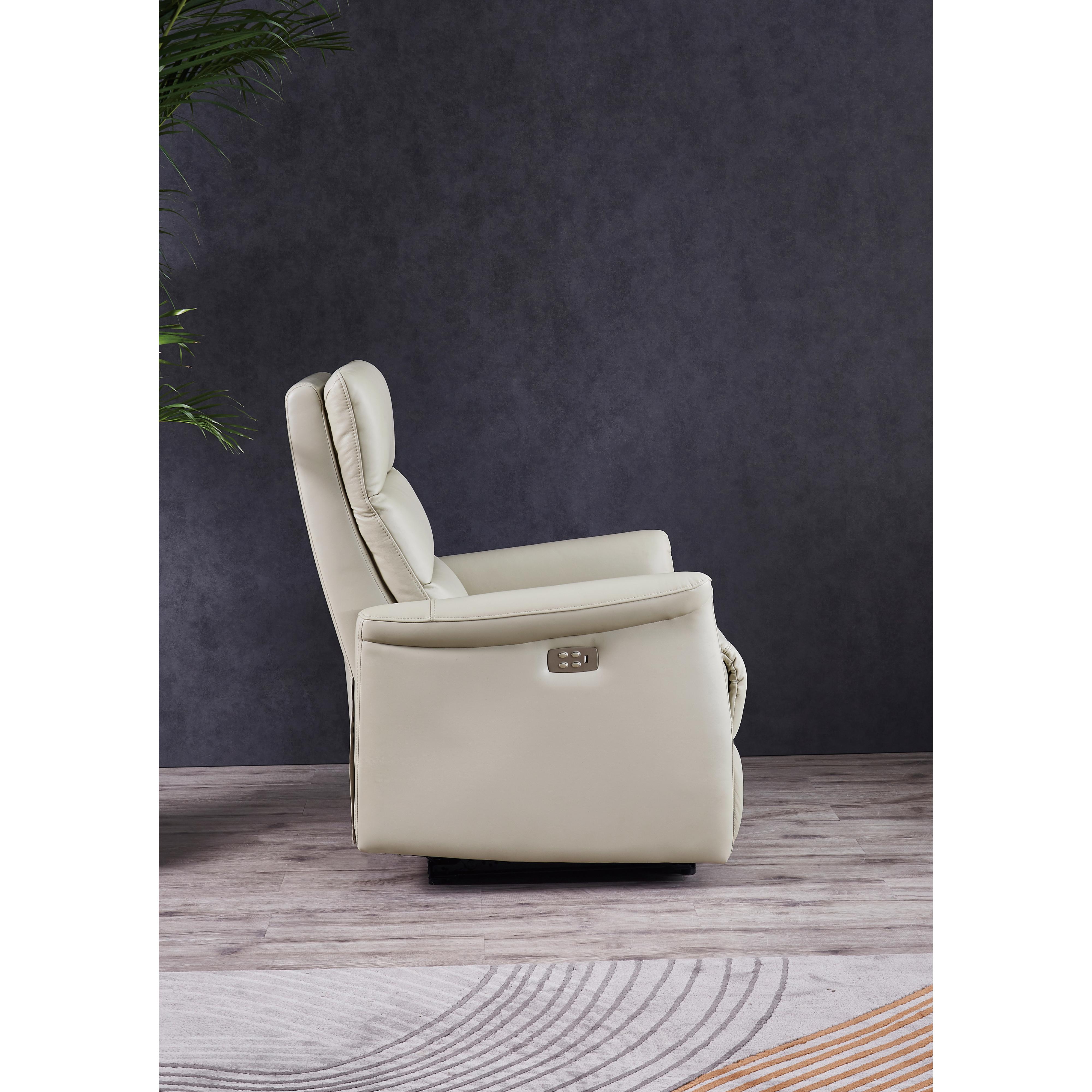  Amax Leather Dante 6610W-10P2-2519 Power Recliner with Headrest - Vanilla IMAGE 5