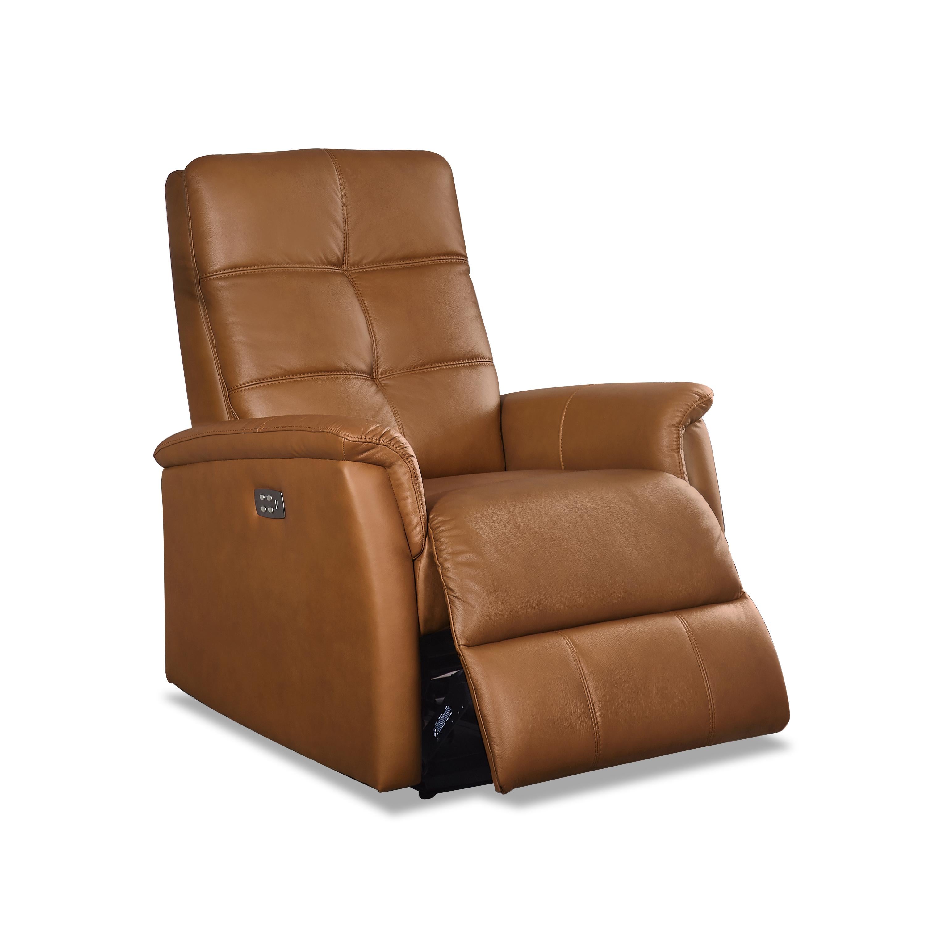  Amax Leather Benson 6673W-10P2-2523 Power Recliner with Headrest - Cognac IMAGE 1