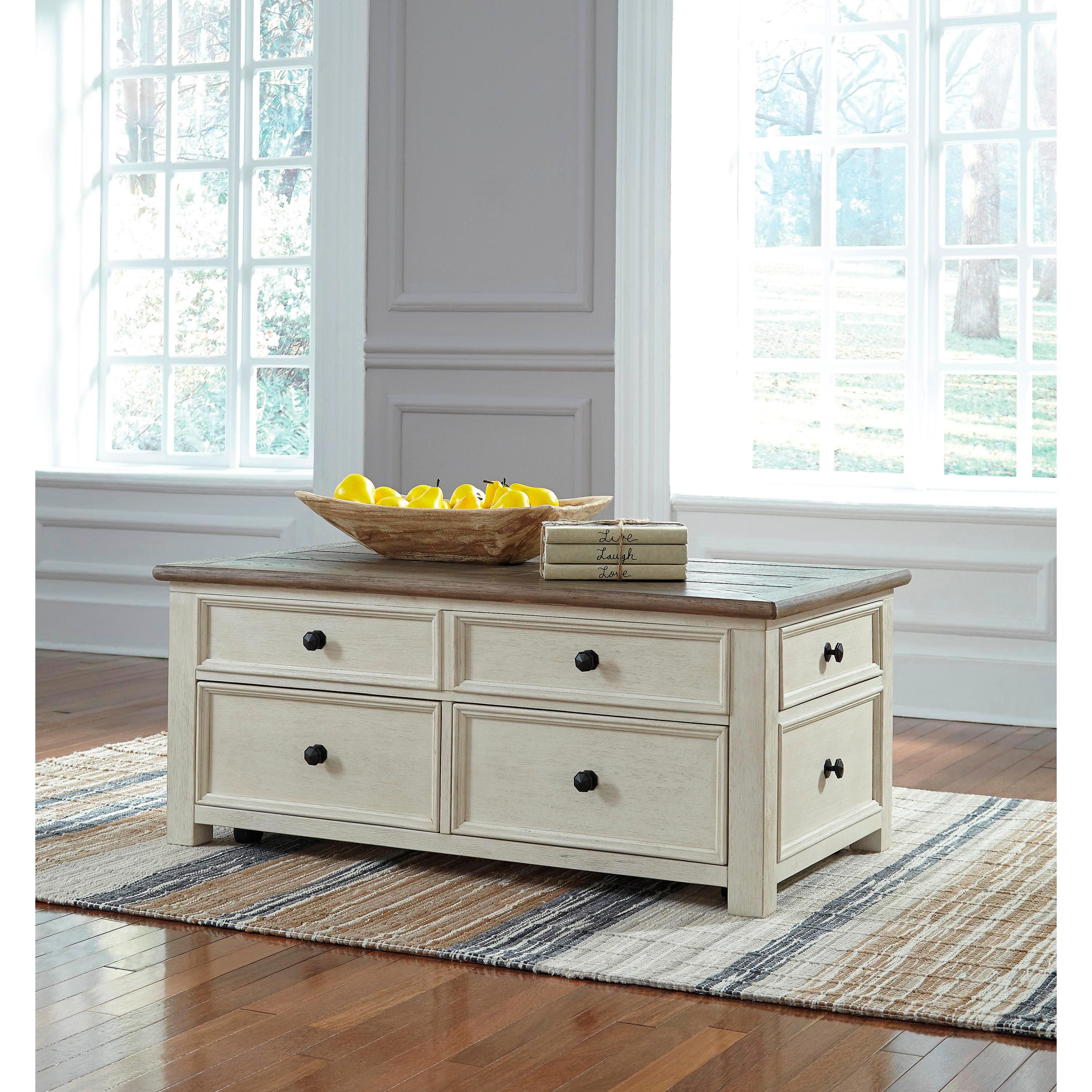  Signature Design by Ashley Bolanburg T637T4 Coffee Table and 2 Chairside End Tables with Console IMAGE 2