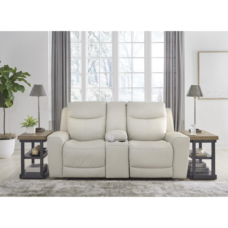 Signature Design by Ashley Mindanao Power Reclining Leather Match Loveseat U5950518C IMAGE 6