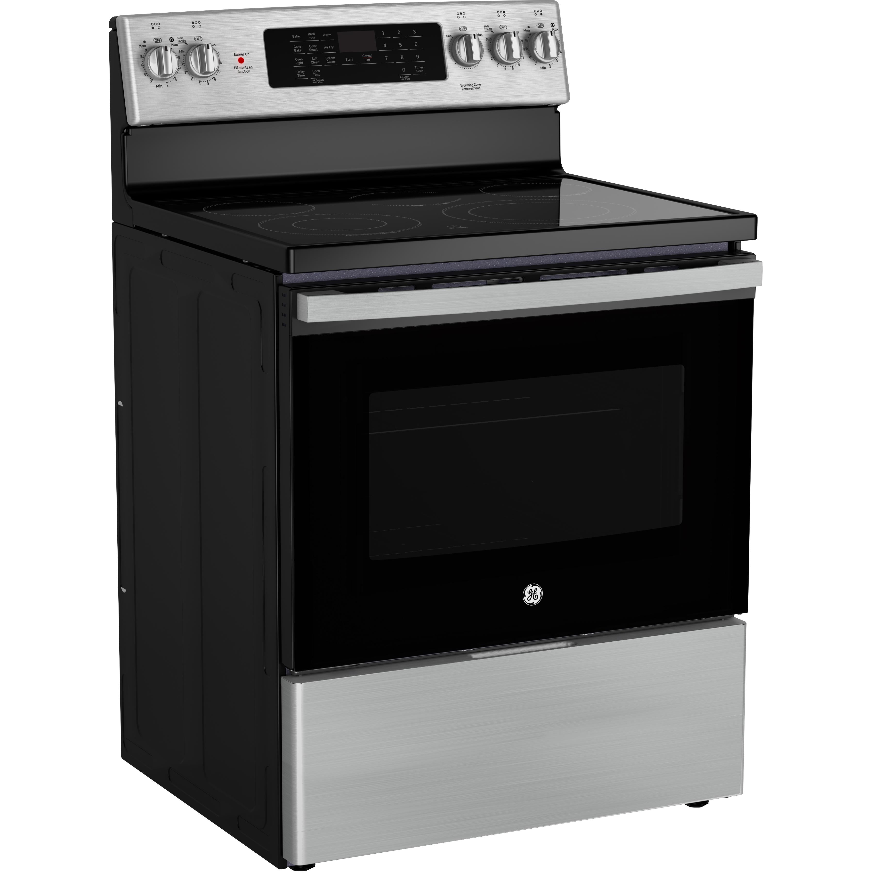 GE 30-inch Freestanding Electric Range with True European Convection Technology JCB840STSS IMAGE 5