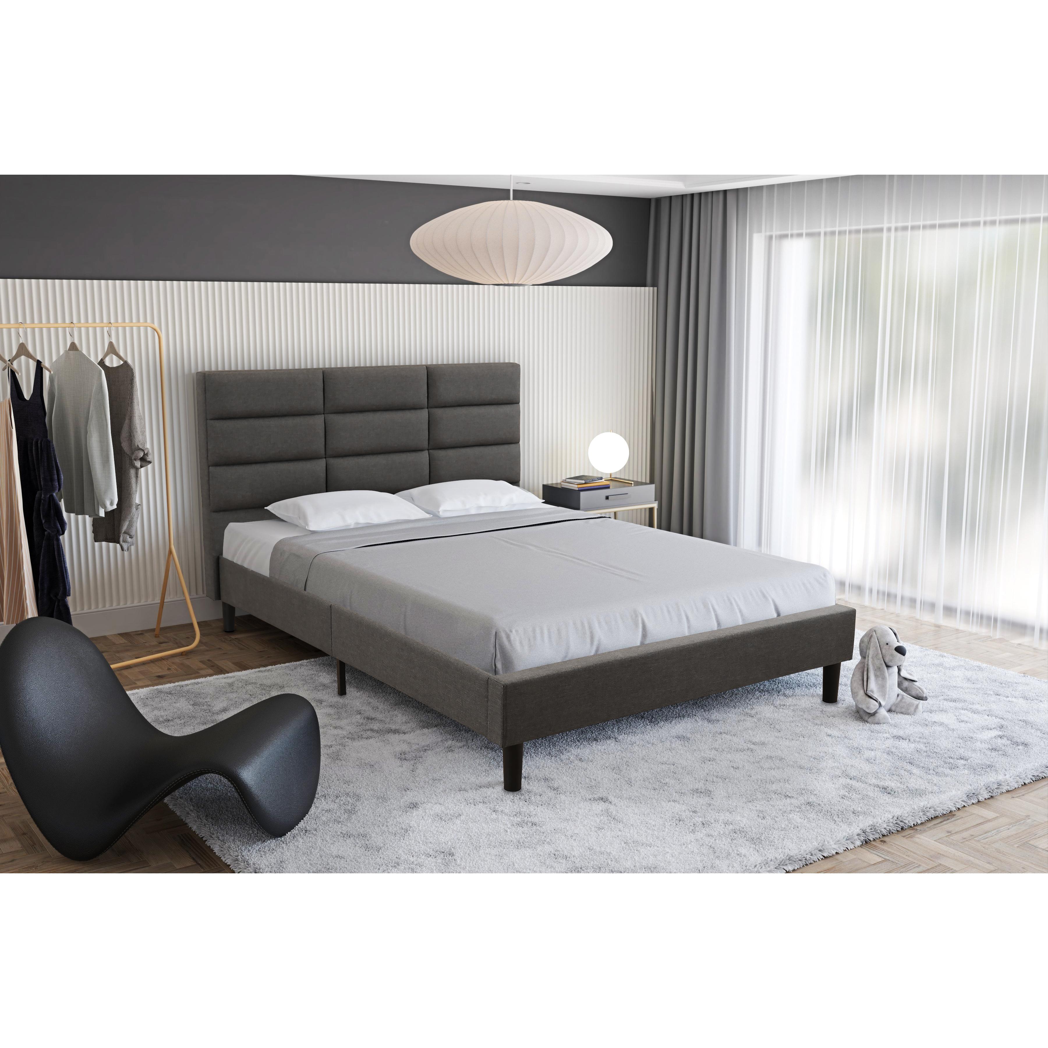  Primo International Shannon Full Upholstered Platform Bed - Charcoal Grey IMAGE 4