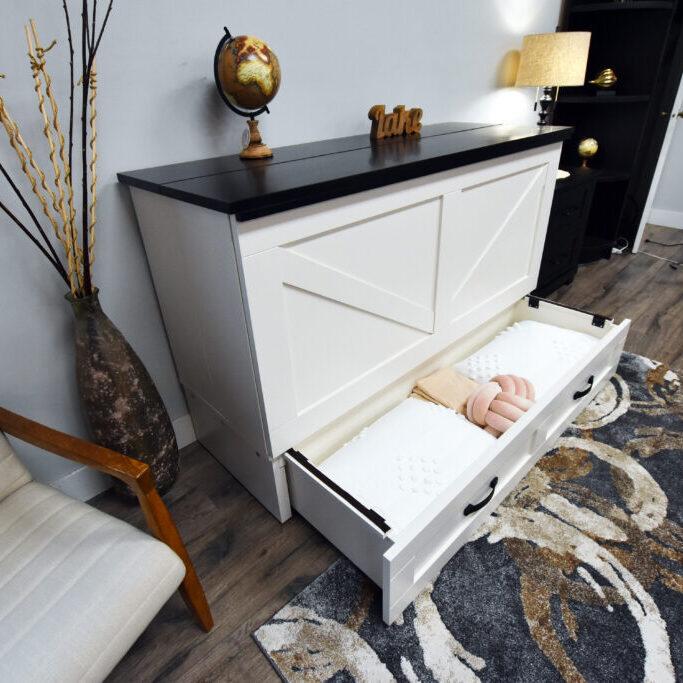  Cabinet Bed Barn Queen Cabinet Bed - White and Black IMAGE 13
