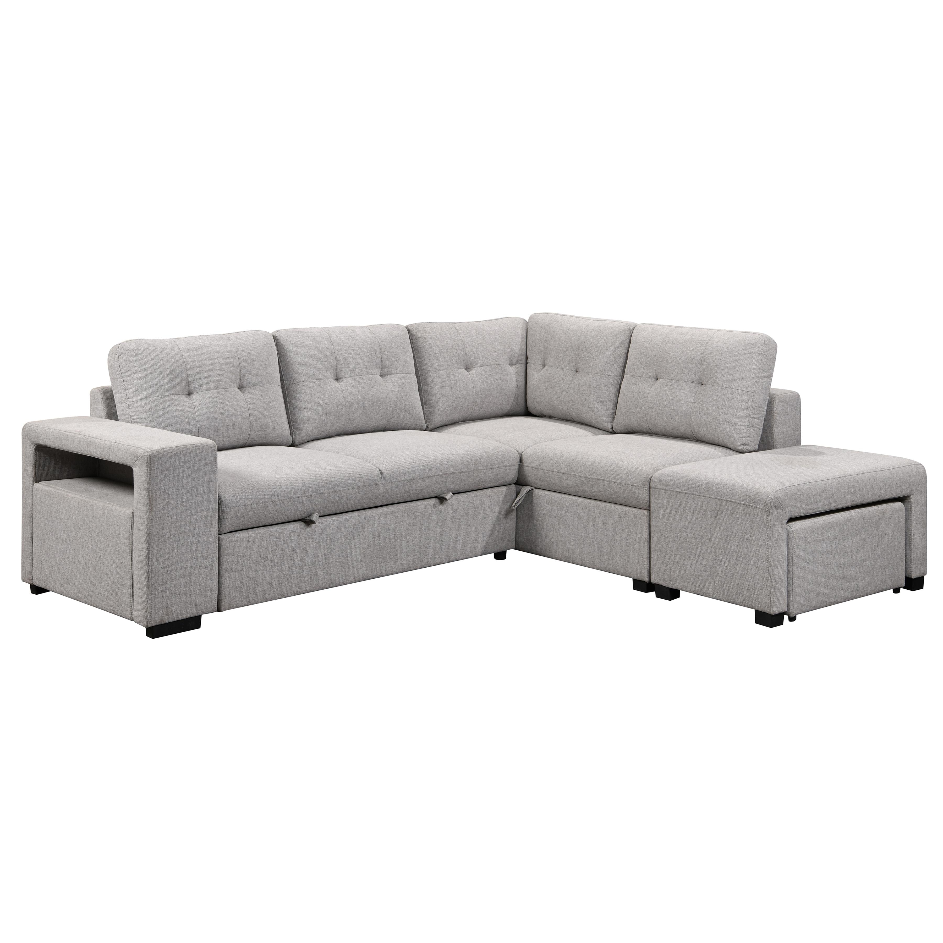  Primo International Marcella 3pc Sleeper Sectional - Nela Light Grey IMAGE 1