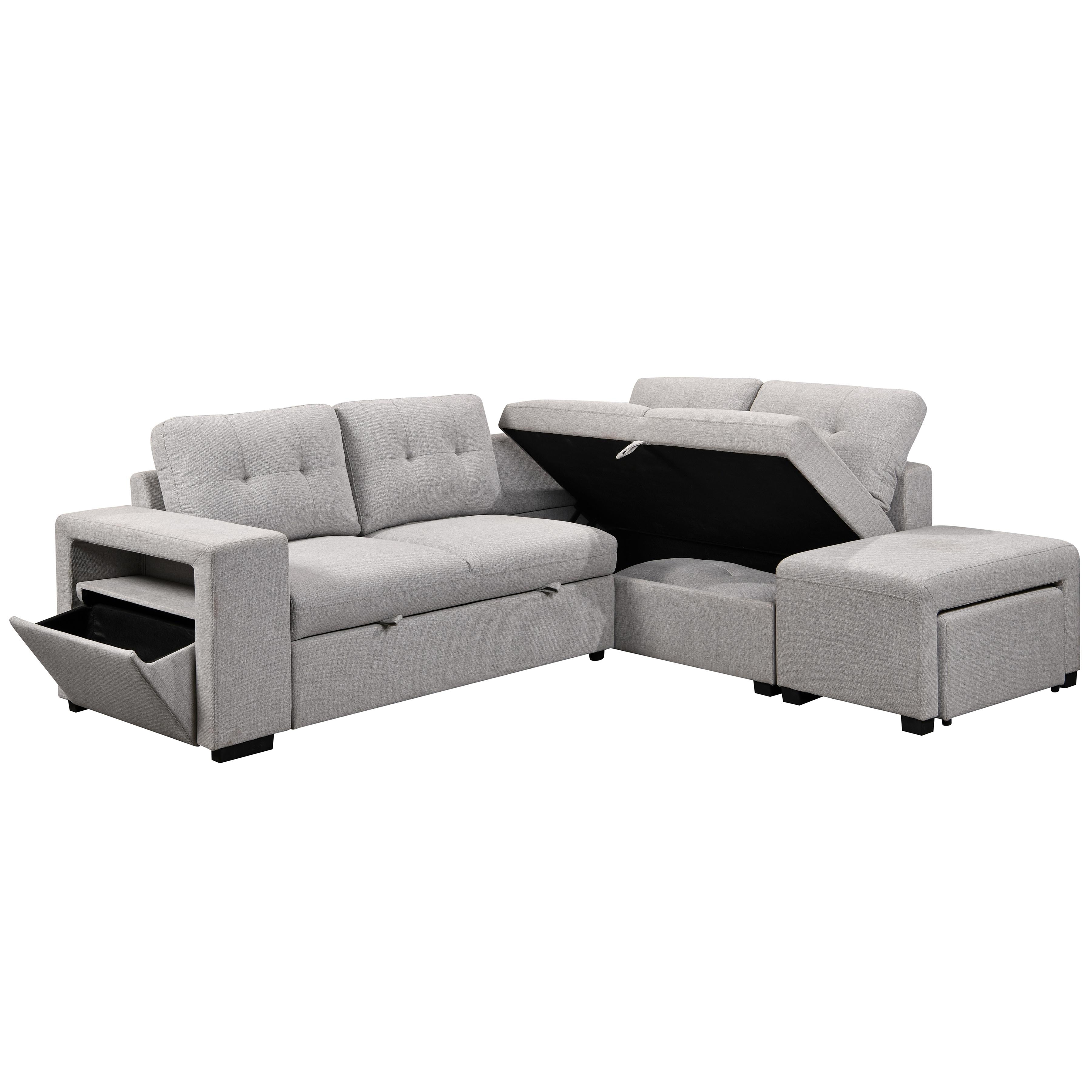  Primo International Marcella 3pc Sleeper Sectional - Nela Light Grey IMAGE 2