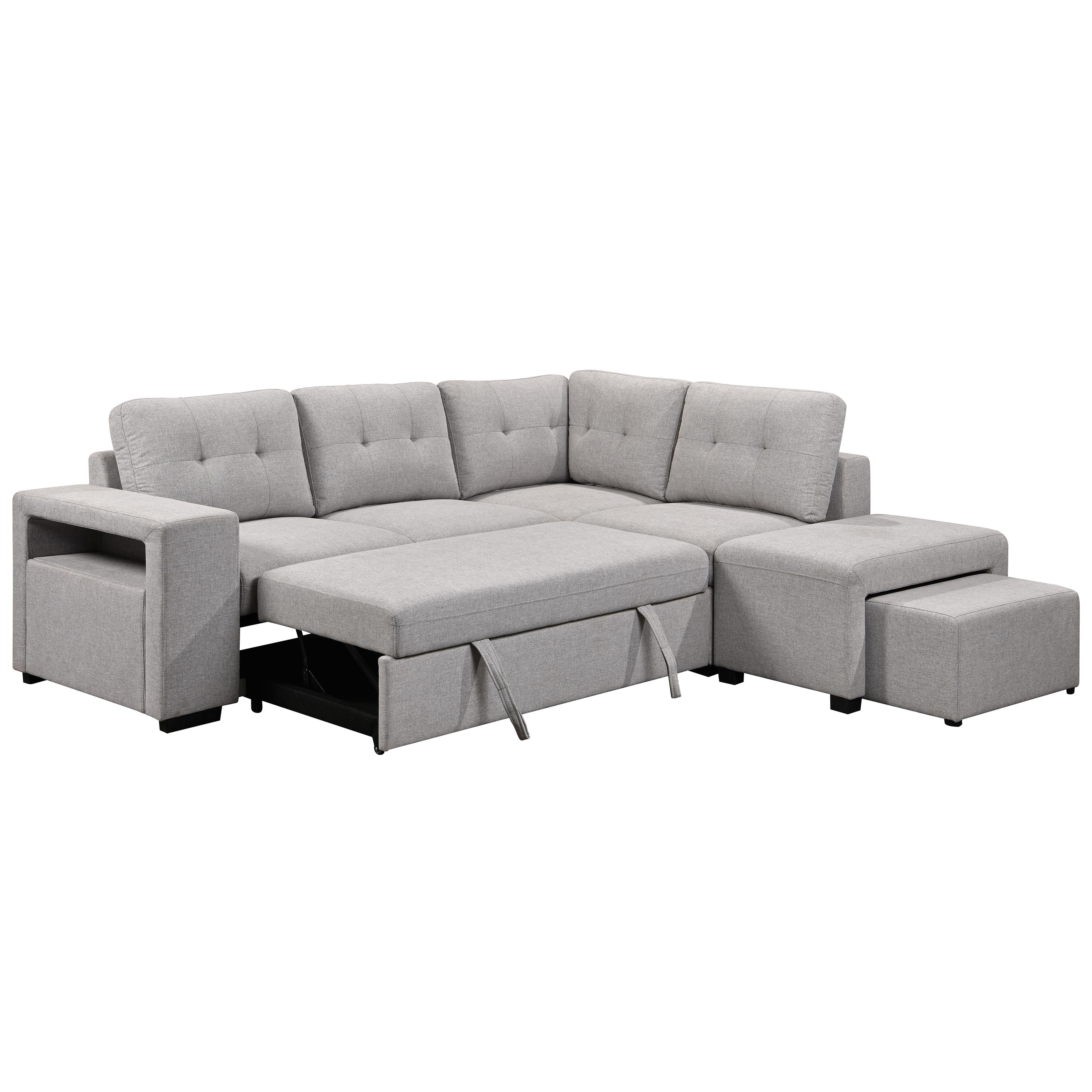  Primo International Marcella 3pc Sleeper Sectional - Nela Light Grey IMAGE 3