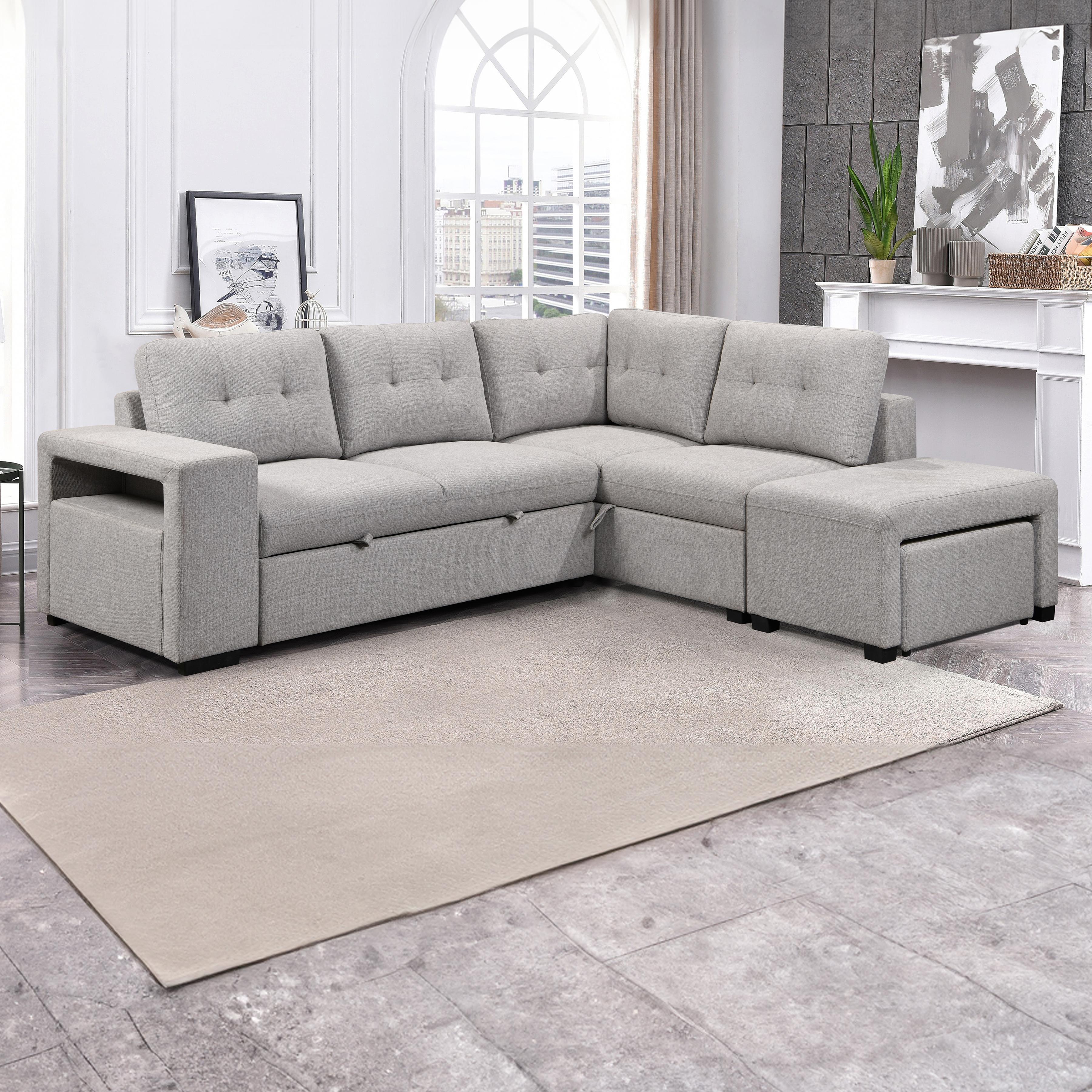  Primo International Marcella 3pc Sleeper Sectional - Nela Light Grey IMAGE 4