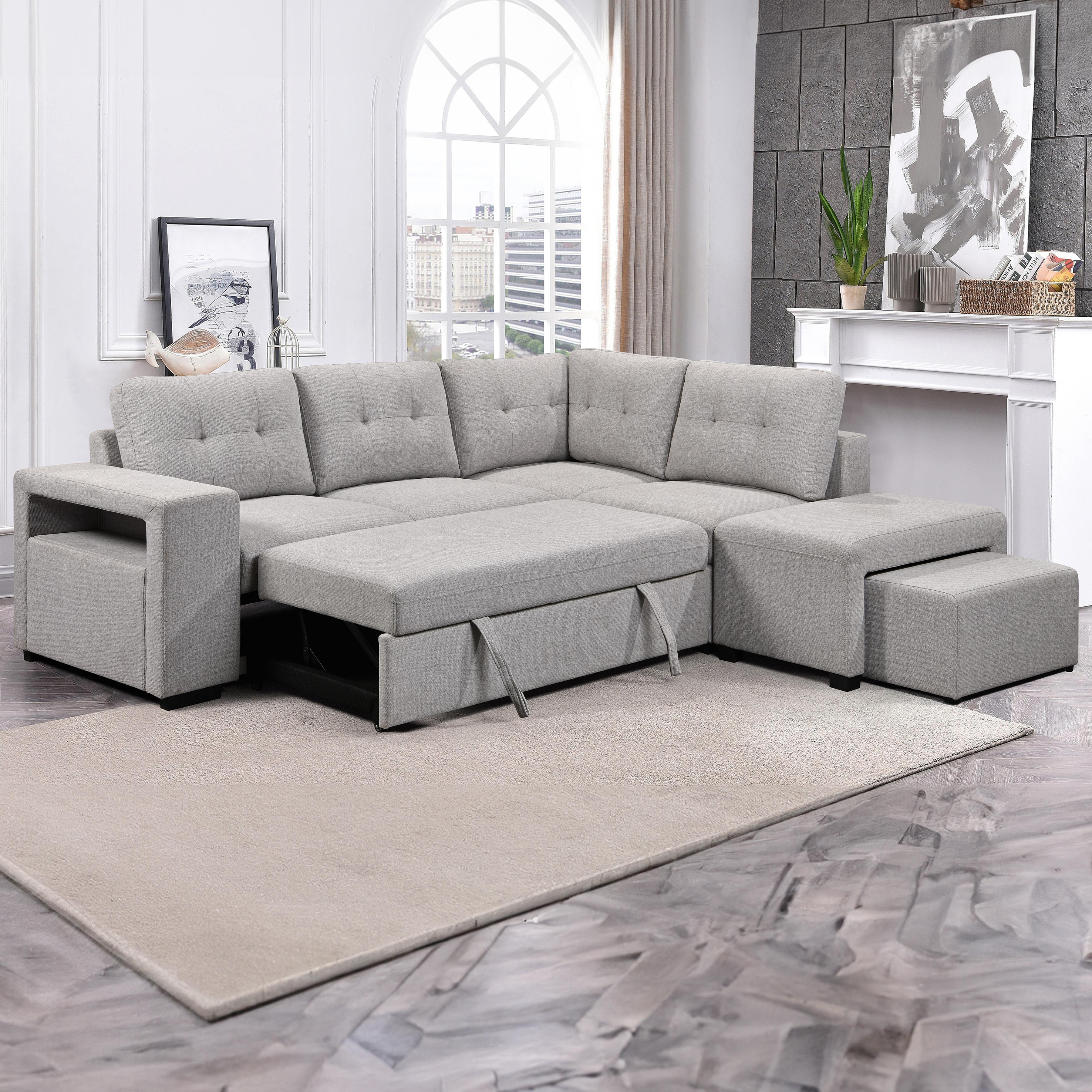  Primo International Marcella 3pc Sleeper Sectional - Nela Light Grey IMAGE 5