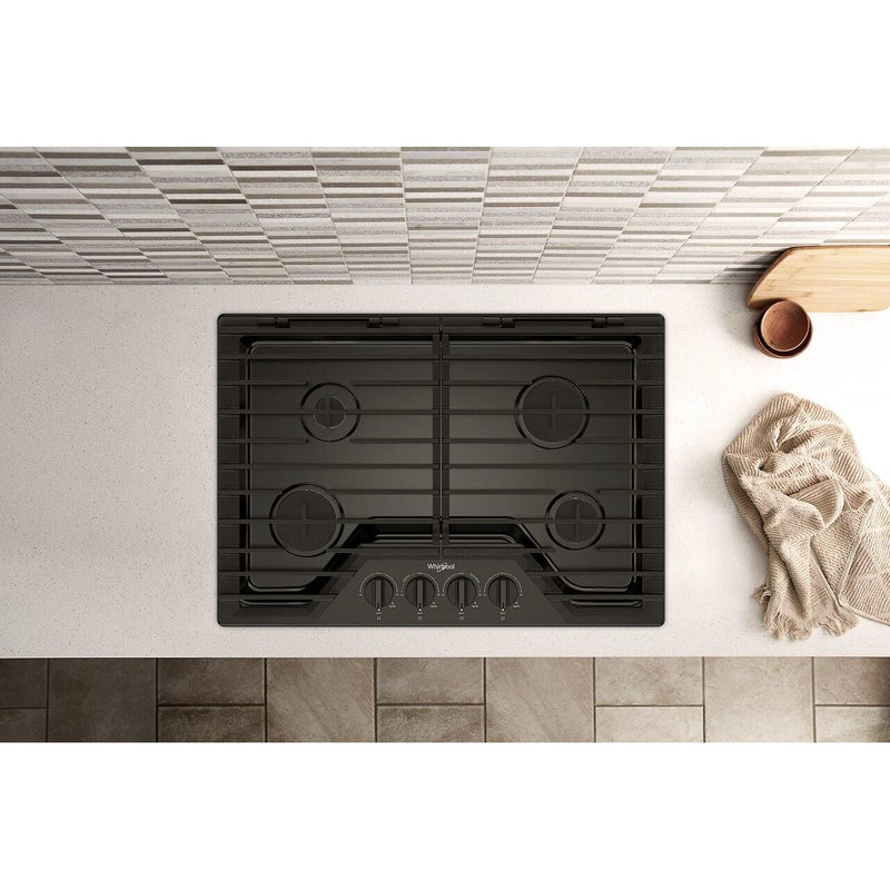 Whirlpool 30-inch Built-in Gas Cooktop with EZ-2-Lift™ Hinged Cast-Iron Grates WCGK5030PB IMAGE 4