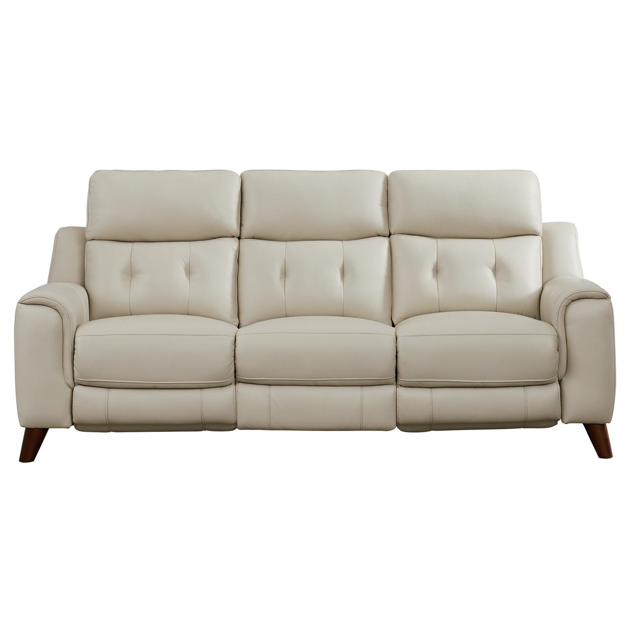  Amax Leather Paramount 6823 Power Recline Sofa with Headrest - Vanilla IMAGE 1
