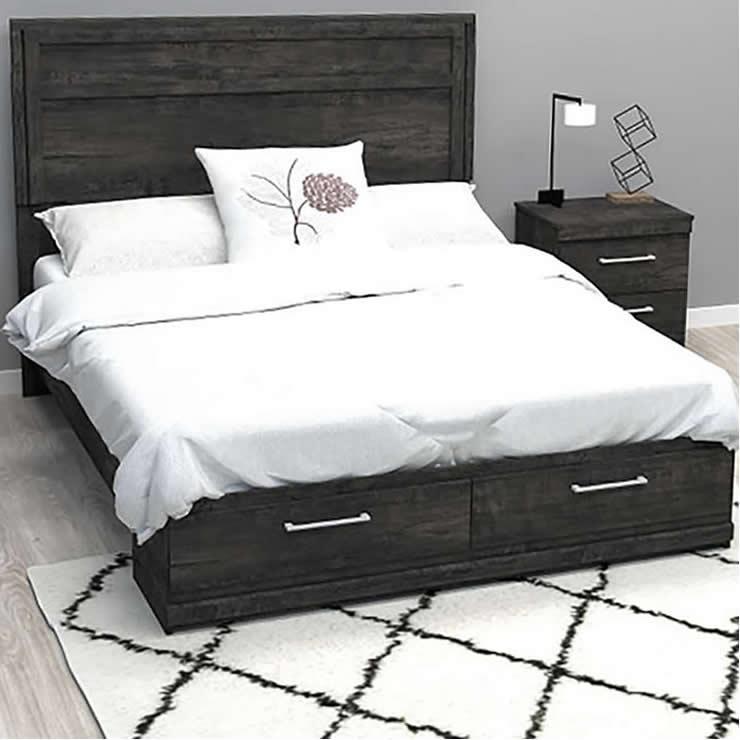  Dynamic Furniture Full Panel Bed with Storage 290 Full Panel Bed with Storage - Inky Maple IMAGE 1