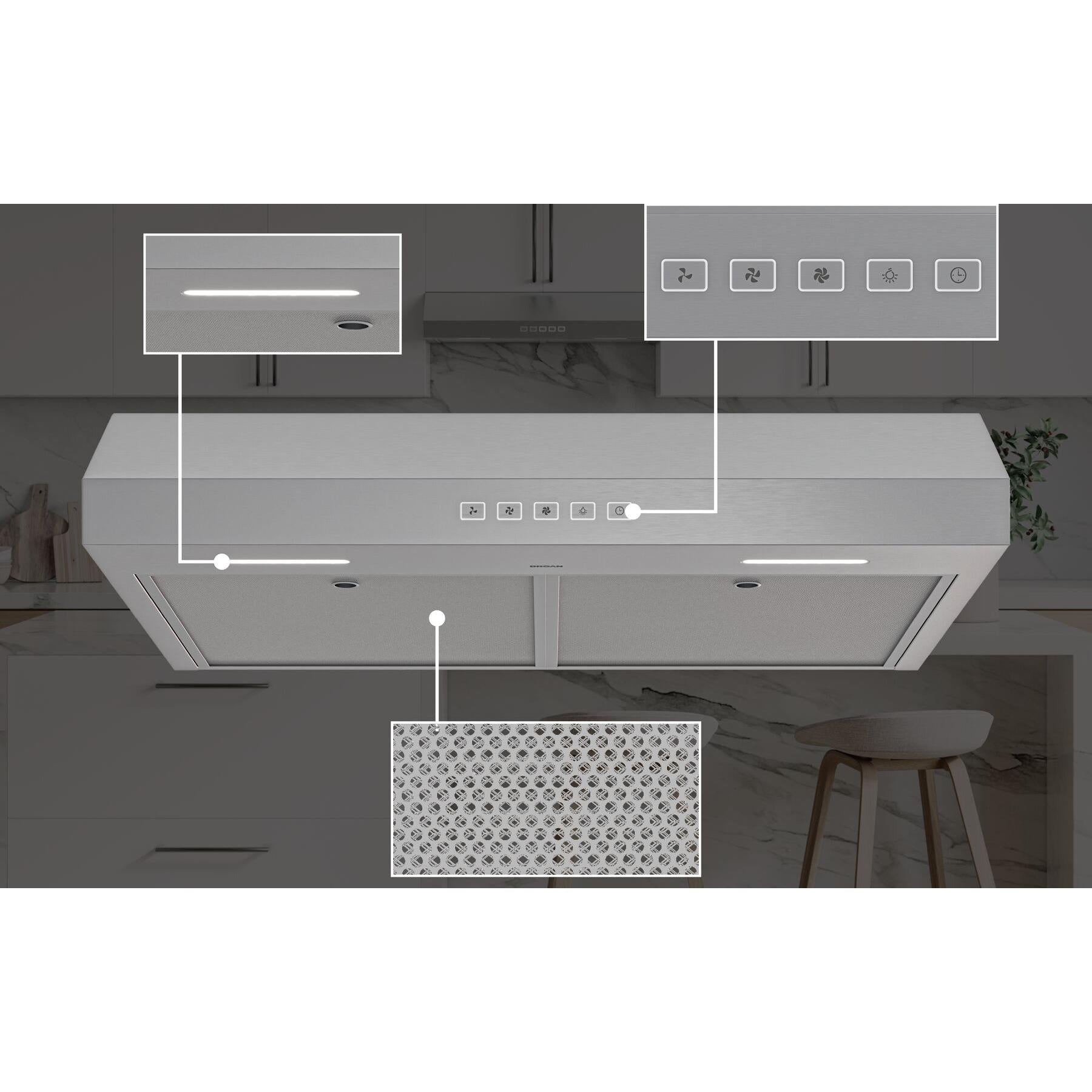  Broan 30-inch Glacier GLA2 Series Under-Cabinet Range Hood GLA2303SS IMAGE 2