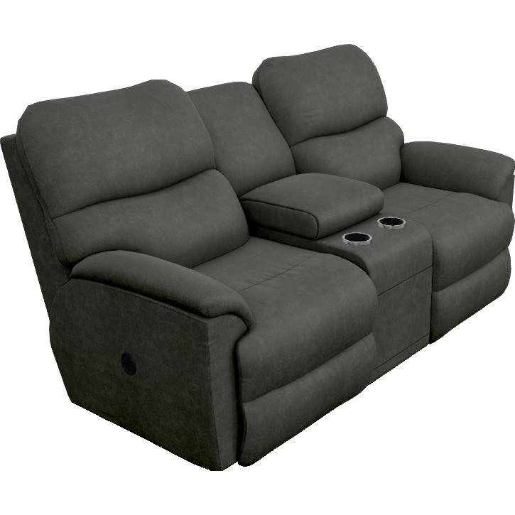  La-Z-Boy Trouper Reclining Loveseat w/ Console - Ink IMAGE 1