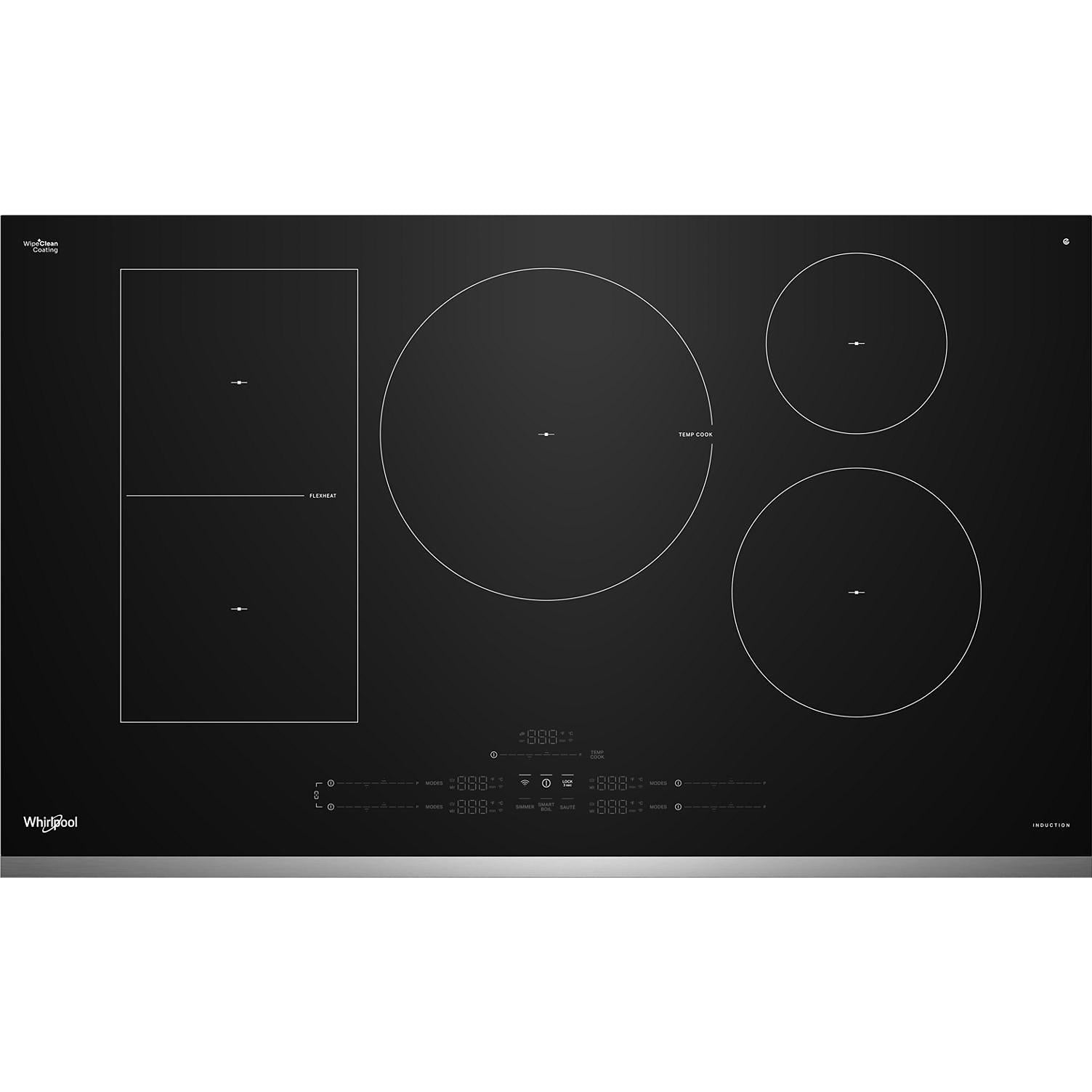 Whirlpool 36 inch Intelligent Induction Cooktop with Temp Cook™ Technology and WipeClean™ Coating WCIT7536SS IMAGE 1