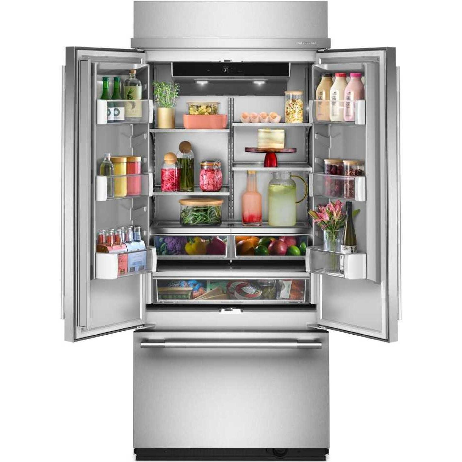  KitchenAid 36-inch, 20.8 cu. ft. Built-in French 3-Door Refrigerator KBFN536SPS IMAGE 3